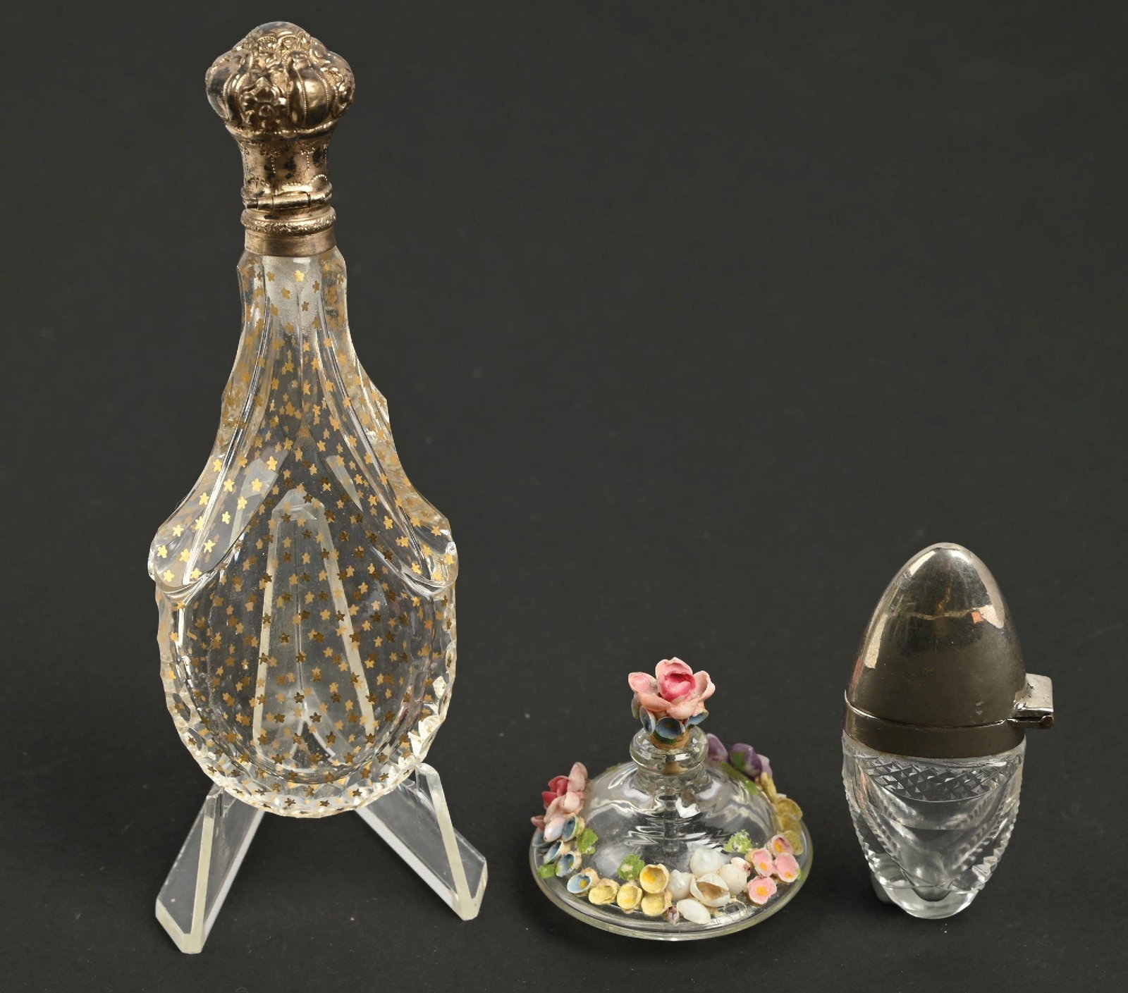 LOT OF 3: CUT GLASS PERFUME BOTTLES (1 of 3)