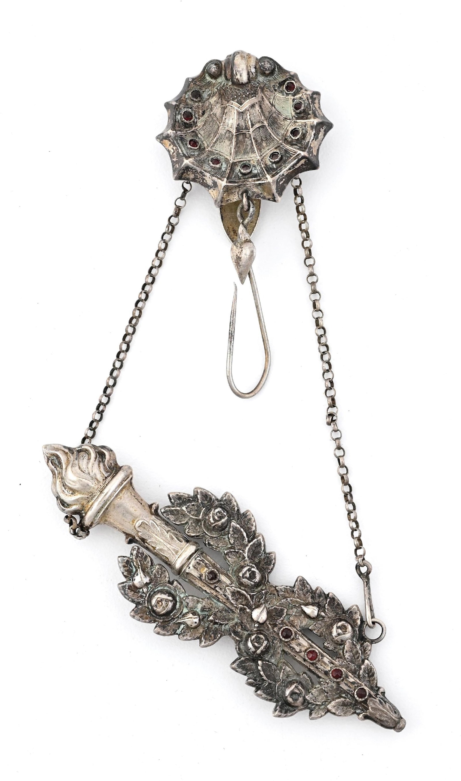 VICTORIAN SILVER CHATELAINE PENCIL BROOCH (1 of 3)