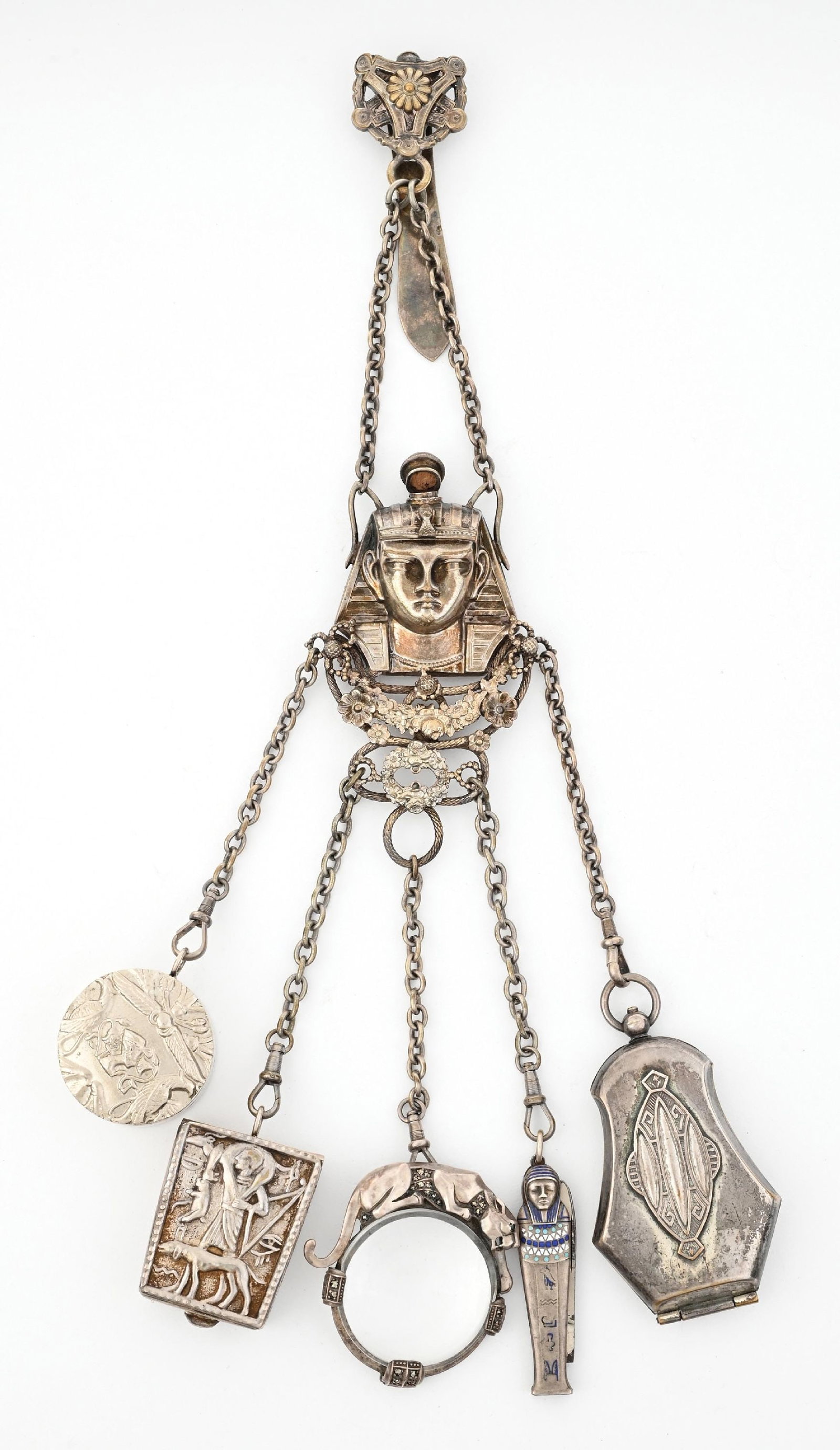 ASSEMBLED EGYPTIAN-STYLE CHATELAINE WITH SILVER COMPONENTS (1 of 4)