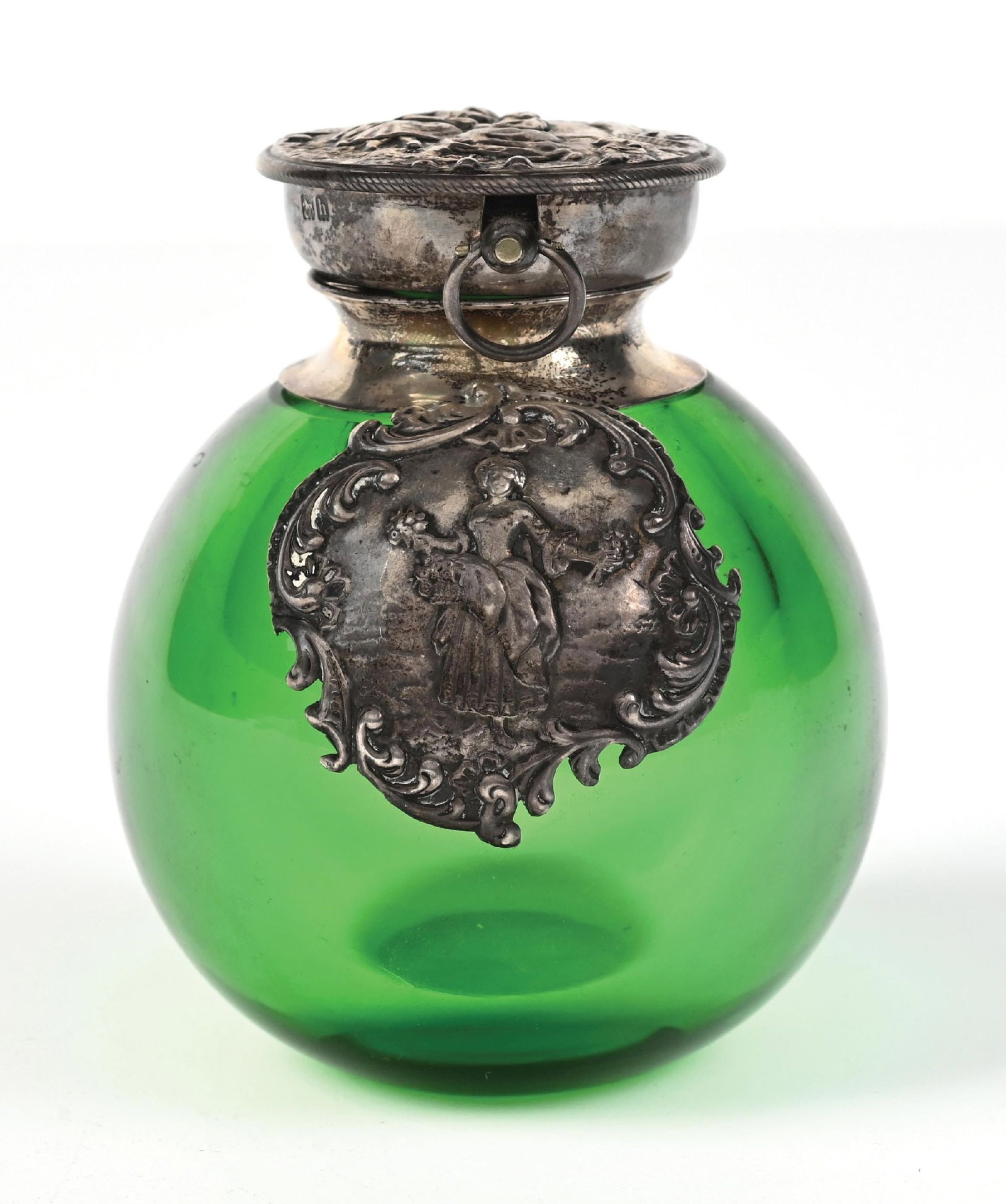 GREEN ORBITAL PERFUME WITH SILVER POCKET WATCH TOPPER (1 of 5)