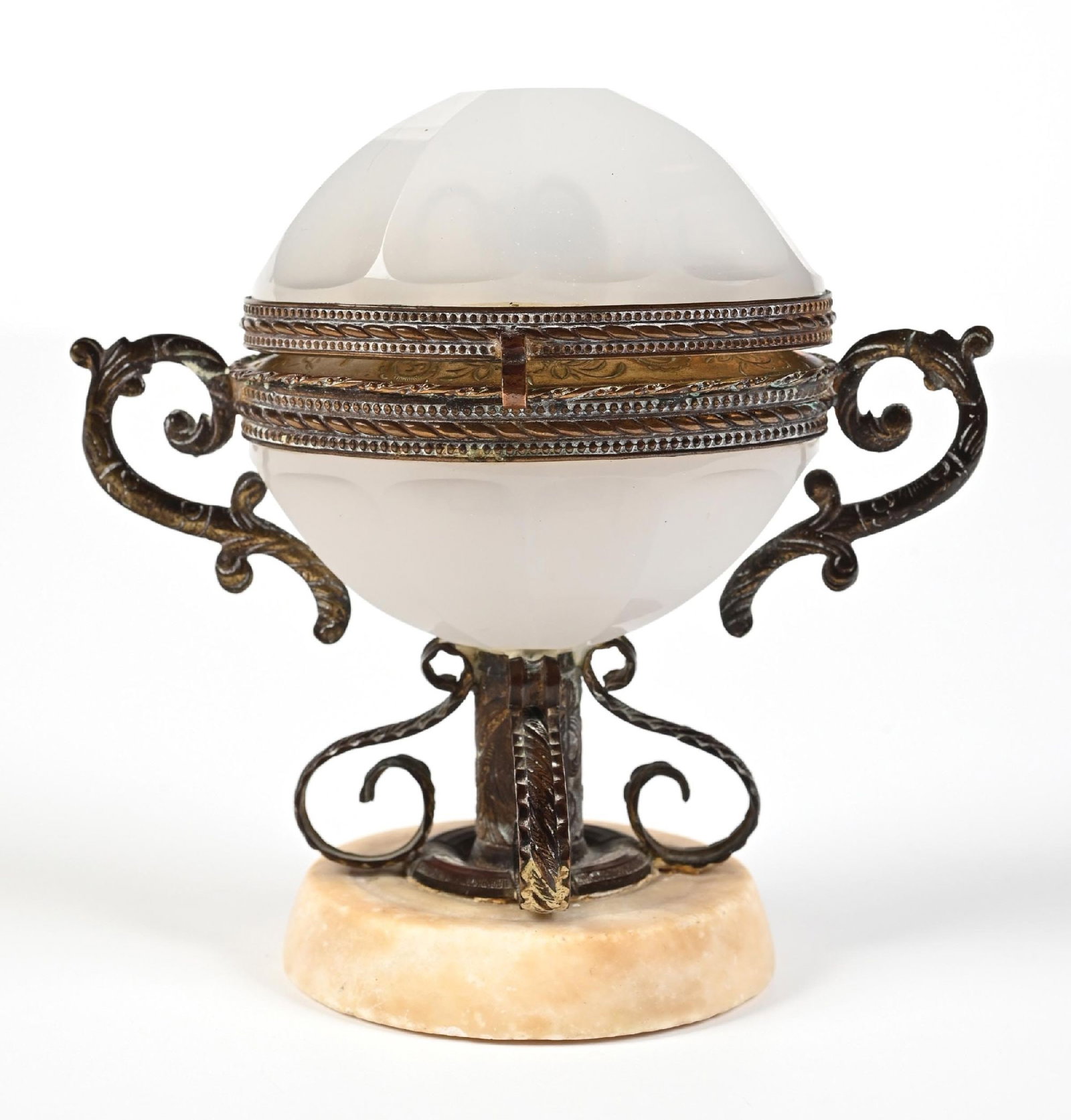OVAL OPALINE GLASS VANITY SEWING SET ON STAND (1 of 4)