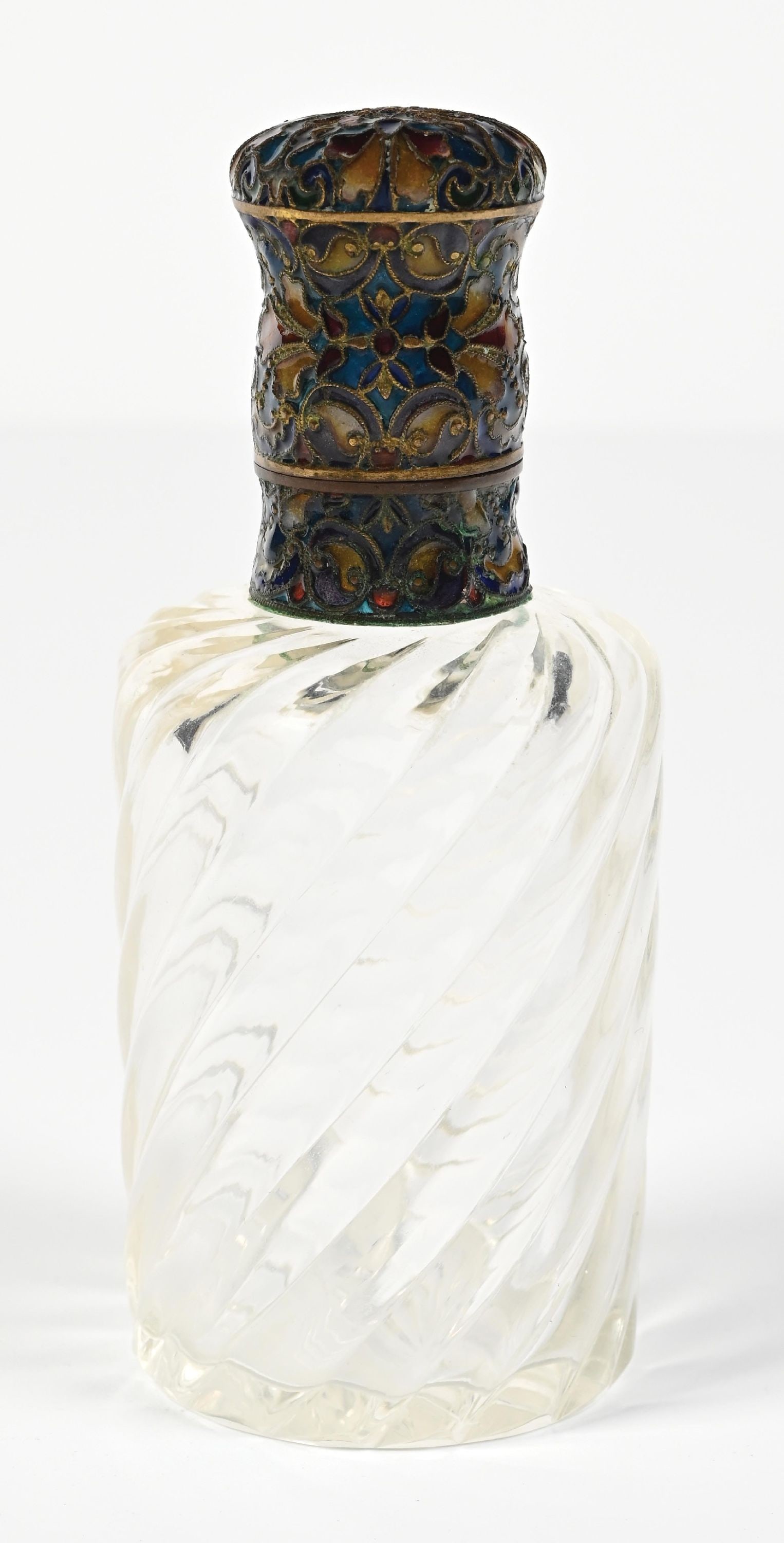 BACCARAT CRYSTAL ENAMEL TOPPED PERFUME WITH SWIRLED GLASS BOTTLE (1 of 5)