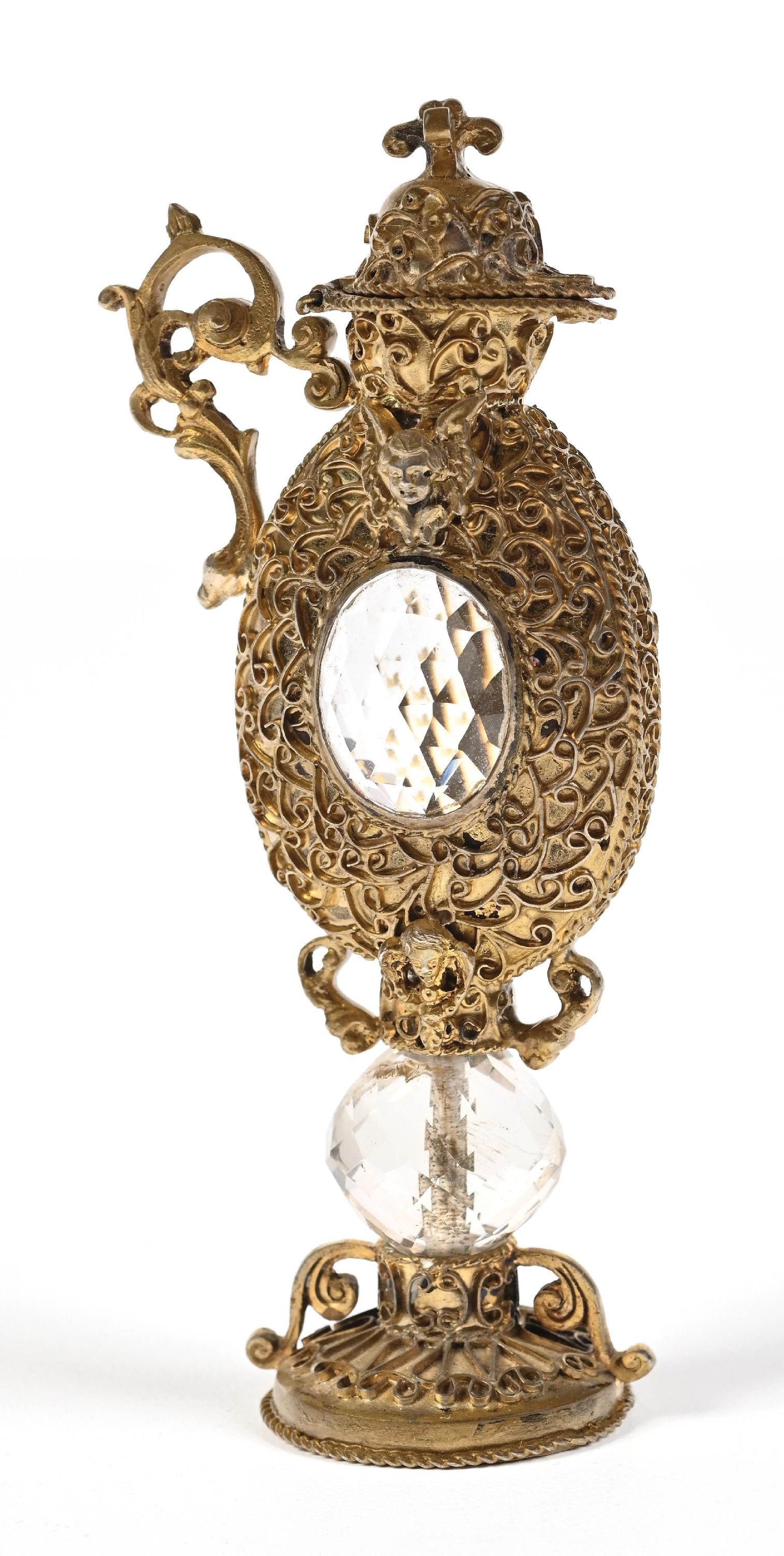 ORMOLU FILIGREE & ROCK CRYSTAL PERFUME BOTTLE (1 of 5)