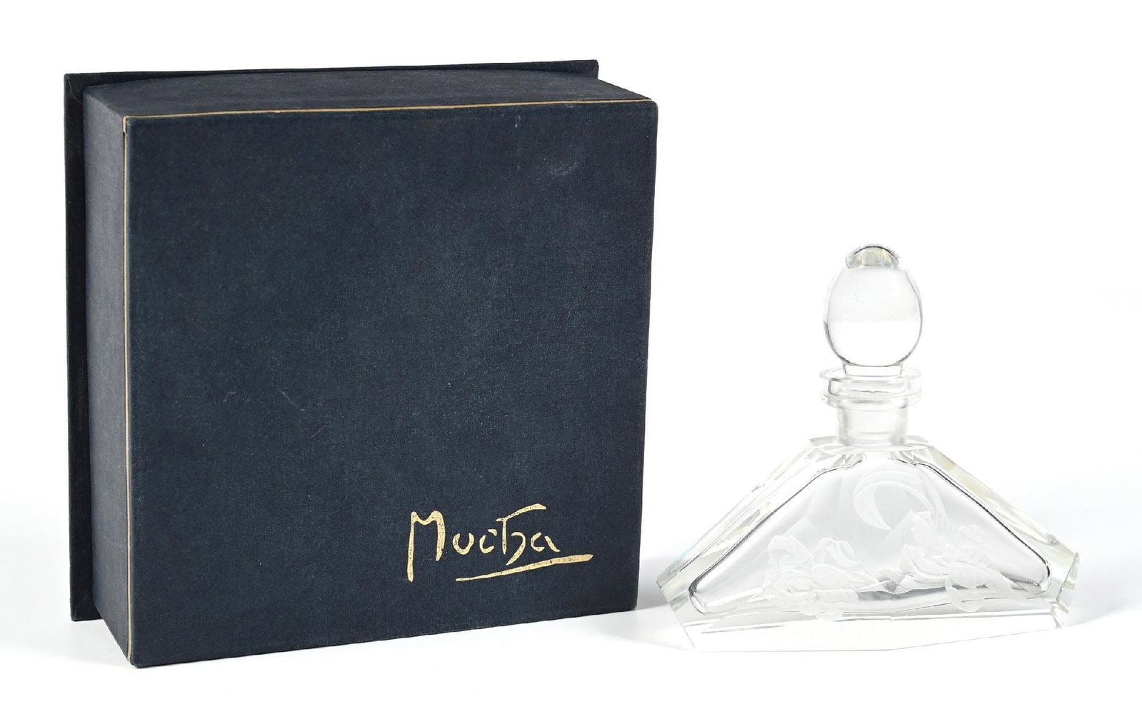 MUCHA CRYSTAL ETCHED PERFUME BOTTLE IN ORIGINAL BOX (1 of 4)