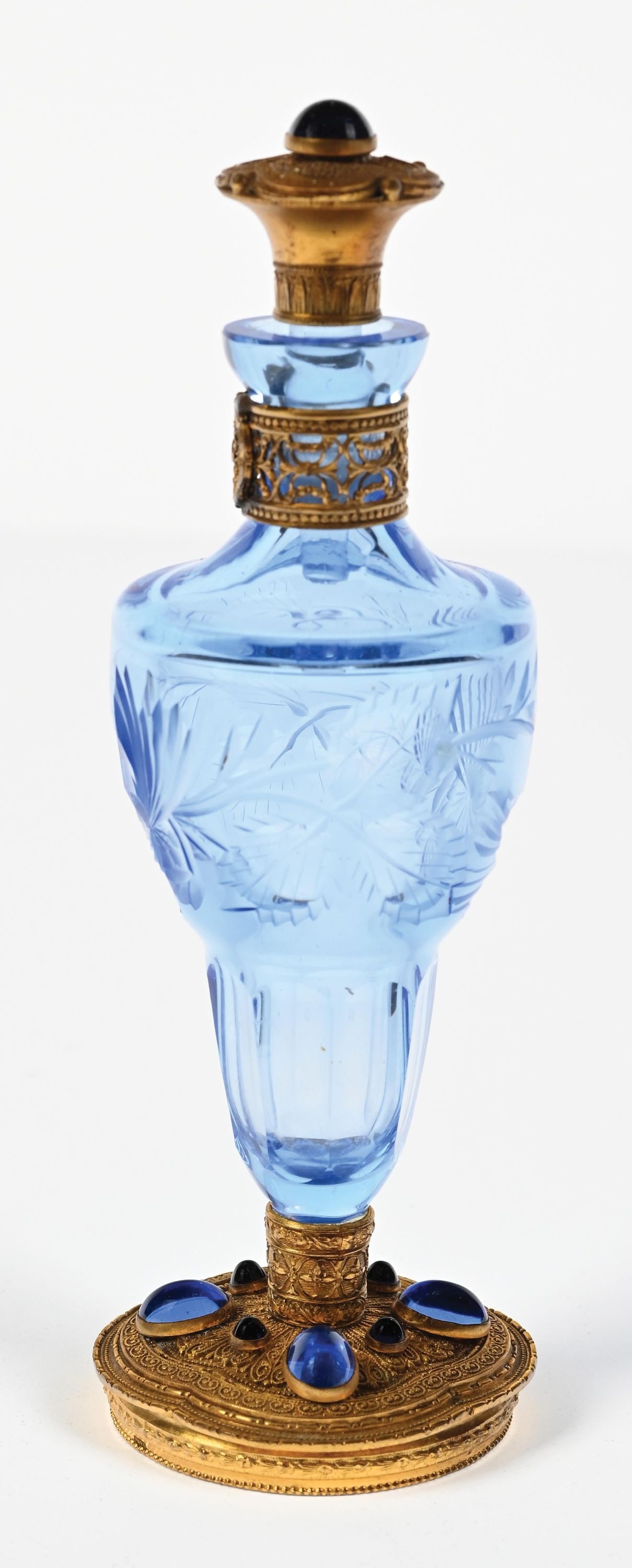 CZECH/IRICE VINTAGE BLUE JEWELED PERFUME BOTTLE (1 of 5)