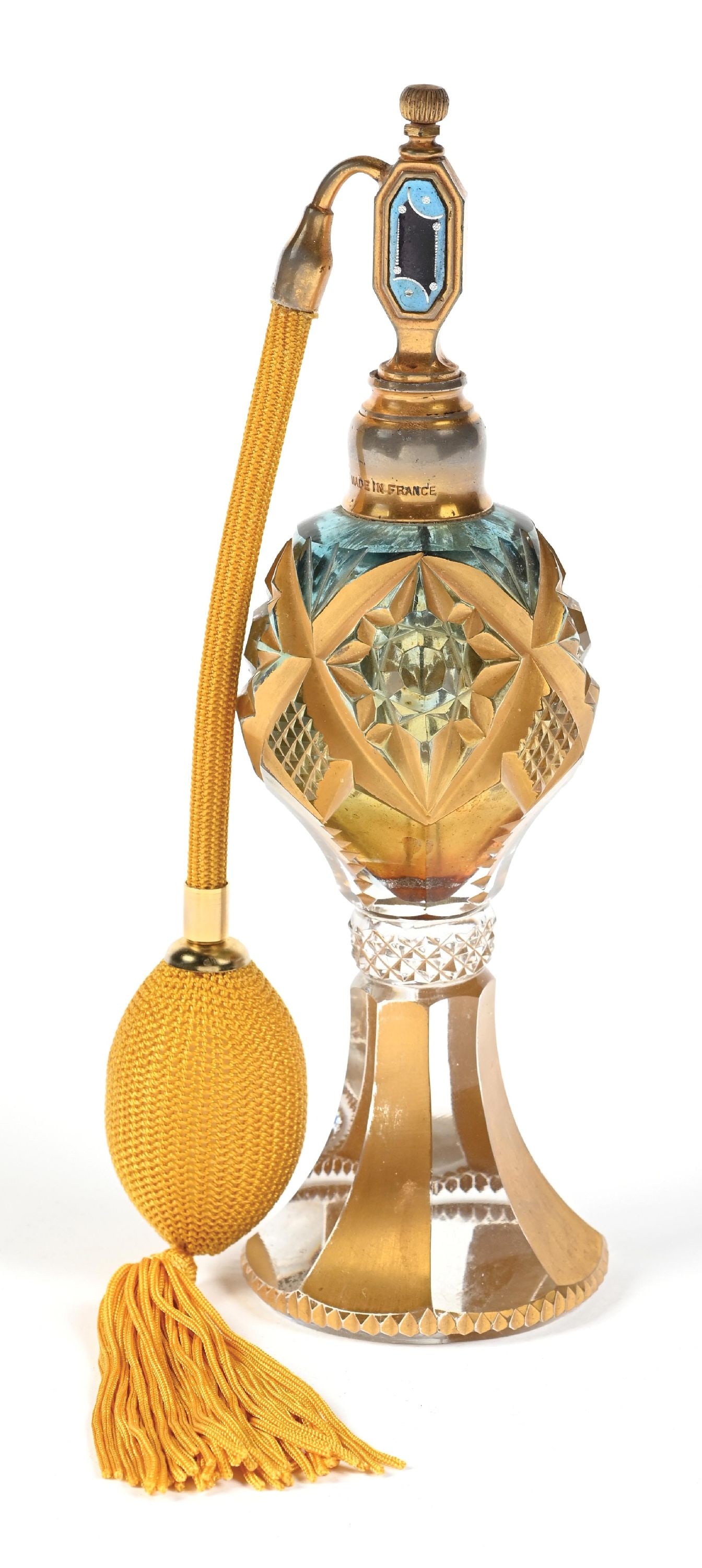 ERELBE CUT GLASS GILT PERFUME ATOMIZER (1 of 5)