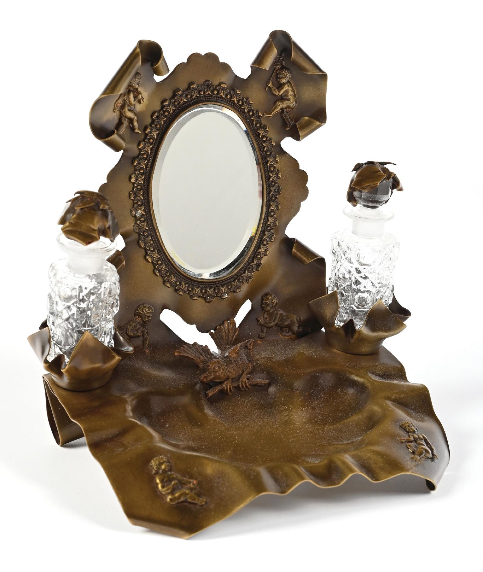 VICTORIAN STYLE VANITY SET WITH CHERUB MOTIF (1 of 4)