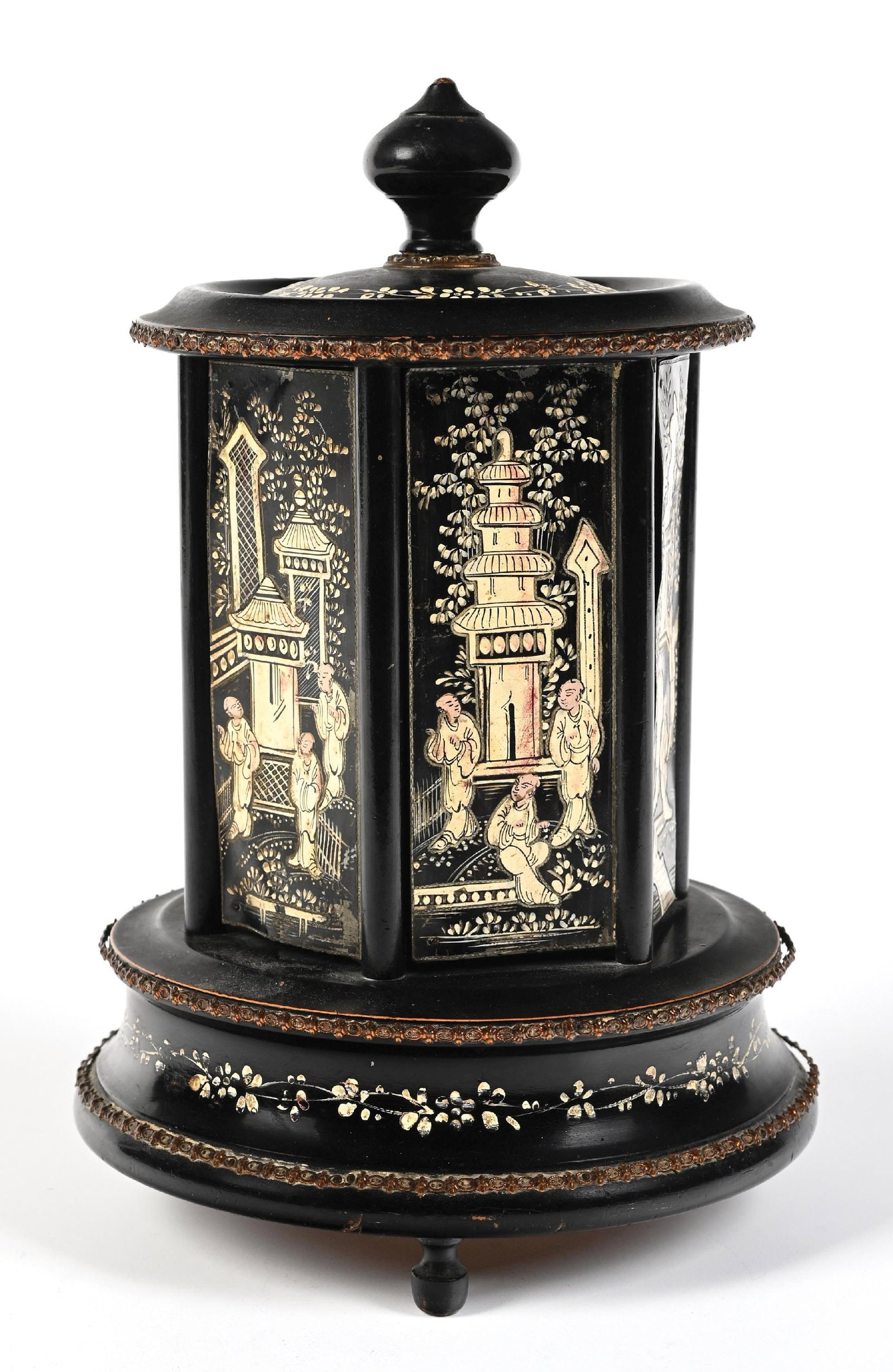 VICTORIAN-ERA CAROUSEL-STYLE ASIAN CIGAR CADDY (1 of 6)