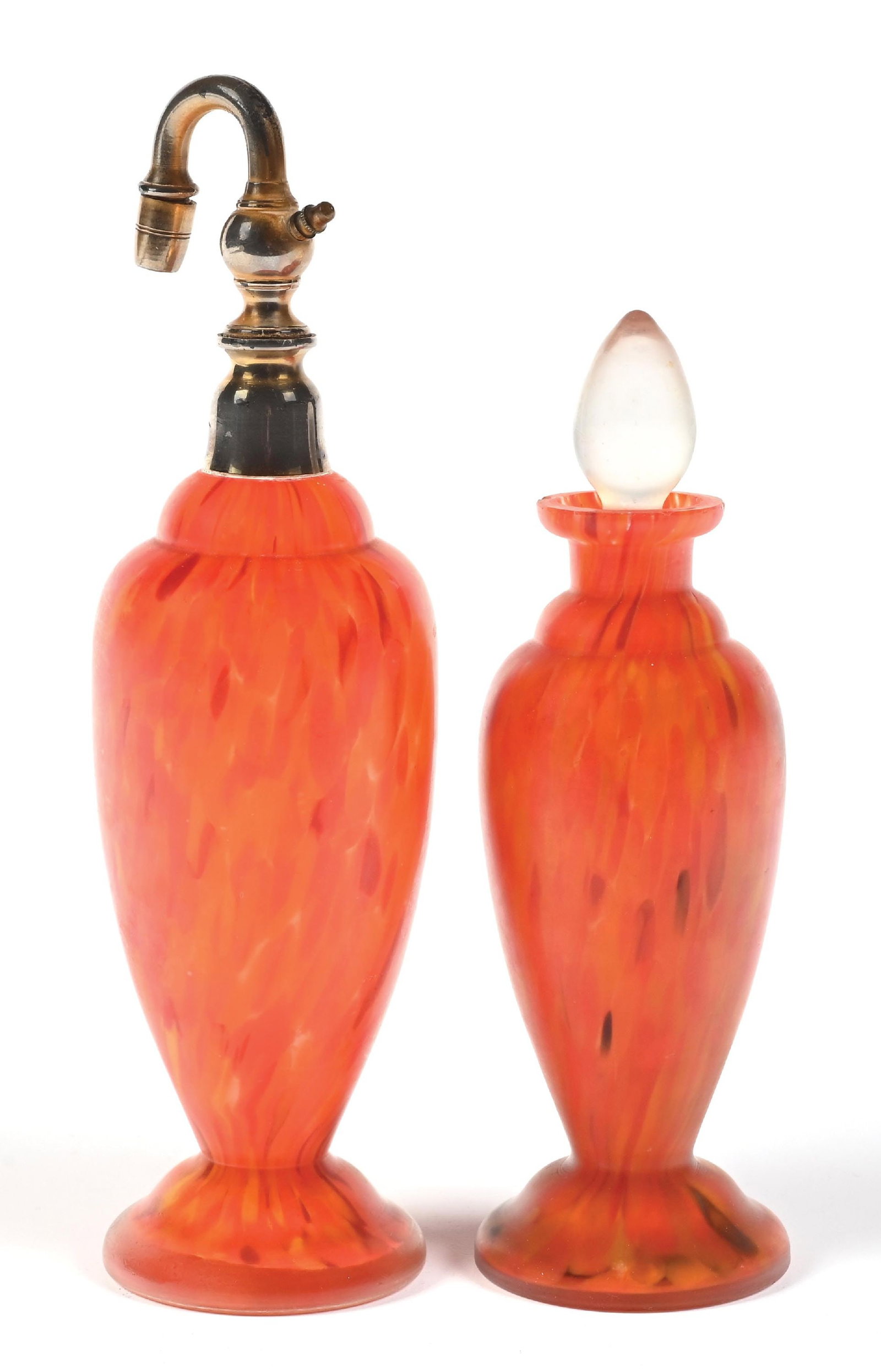 LOT OF 2: CZECH ORANGE SPLATTER GLASS PERFUMES (1 of 5)