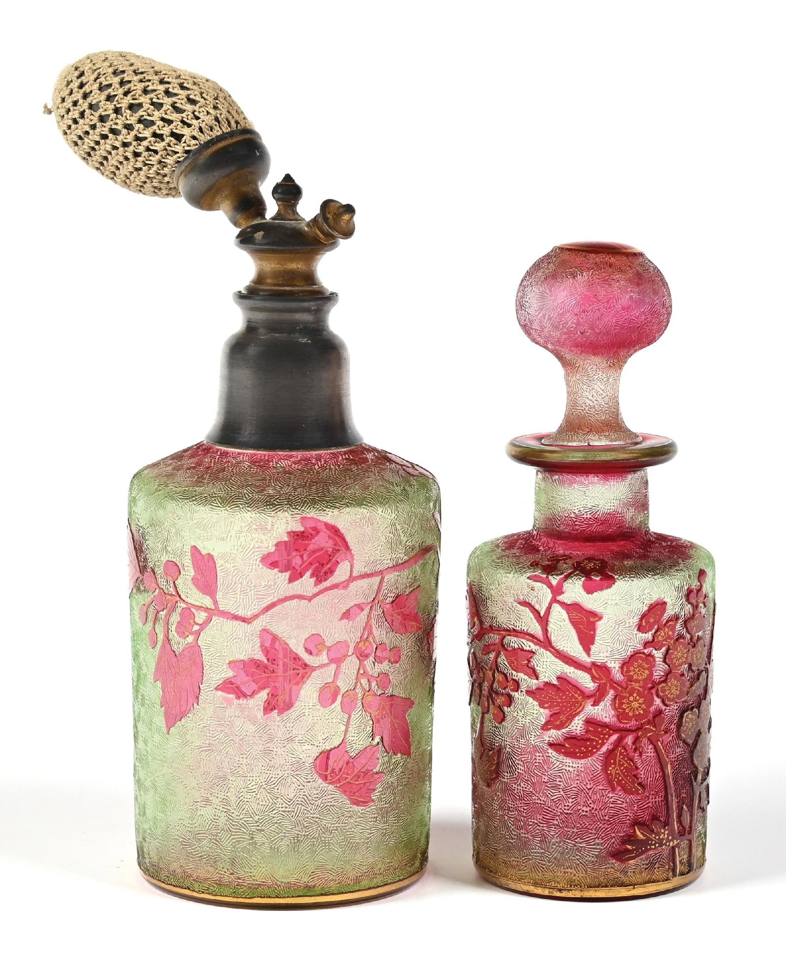 LOT OF 2: BACCARAT URANIUM ACID ETCHED PERFUME BOTTLES (1 of 5)