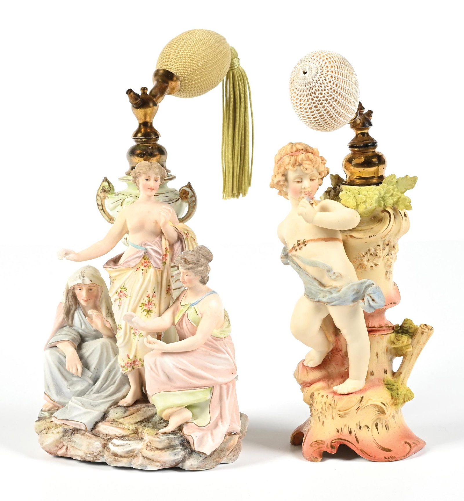 LOT OF 2: AELTESTE VOLKSTEDT BISQUE FIGURAL PERFUME ATOMIZERS (1 of 5)