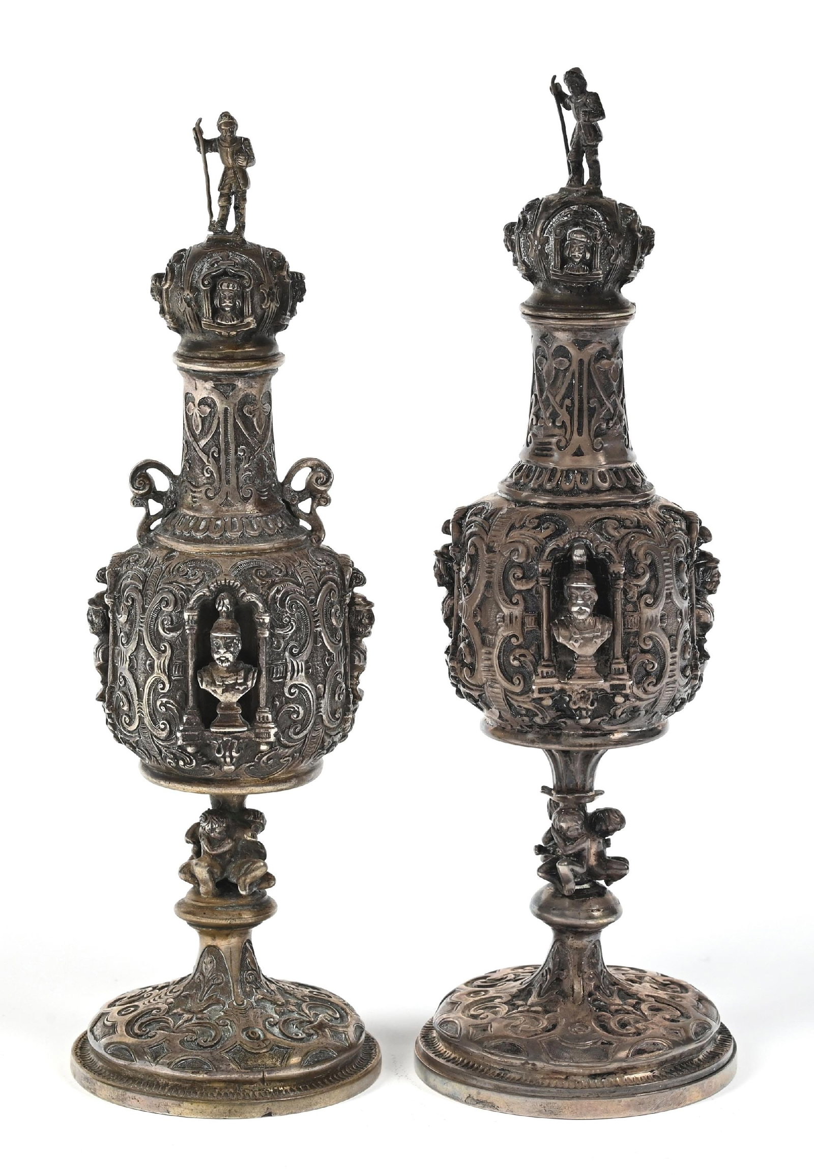 LOT OF 2: REPOUSSÉ STYLE SILVER PERFUMES WITH ORNATE PATTERNS (1 of 5)