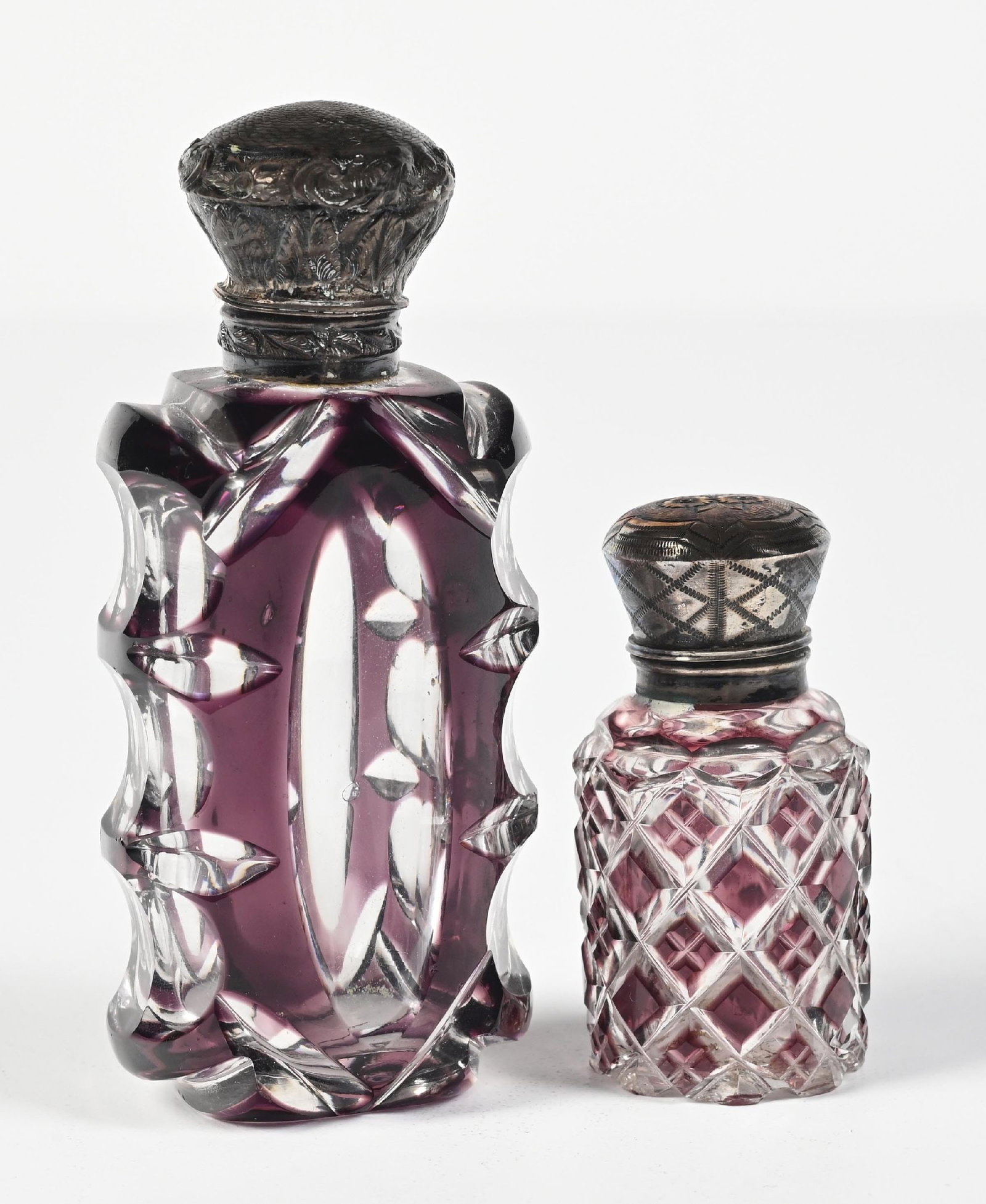 LOT OF 2: PURPLE CUT GLASS PERFUMES (1 of 5)