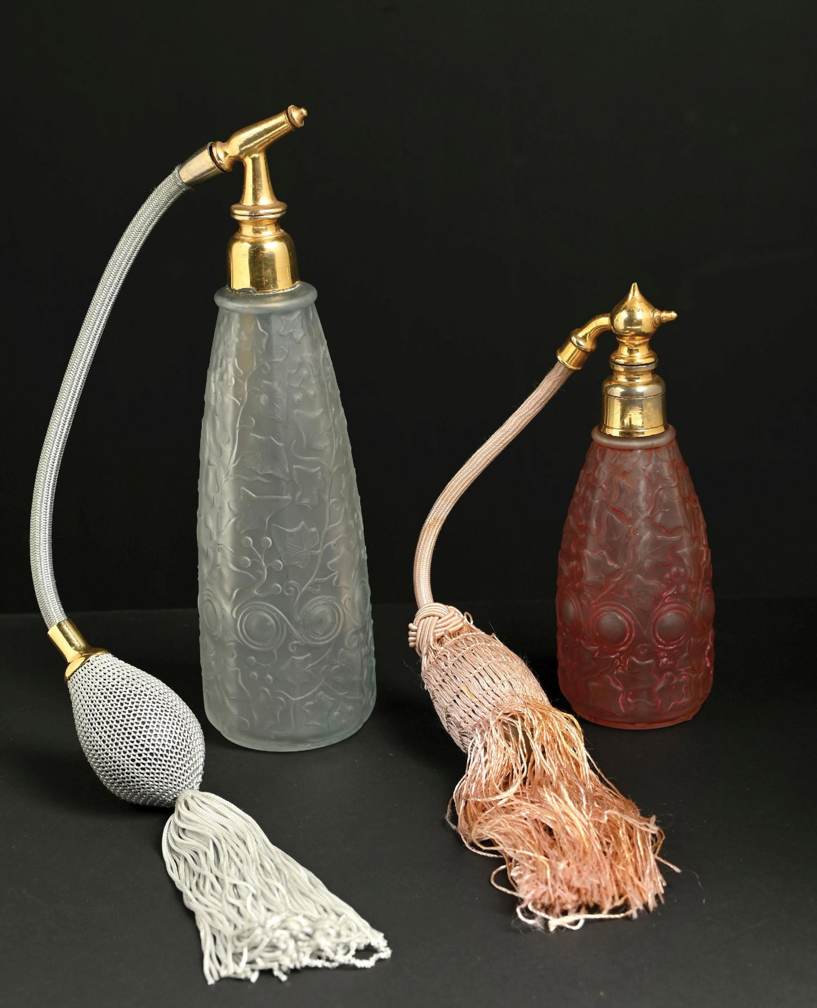 LOT OF 2: VIARD FROSTED GLASS PERFUME ATOMIZERS (1 of 5)