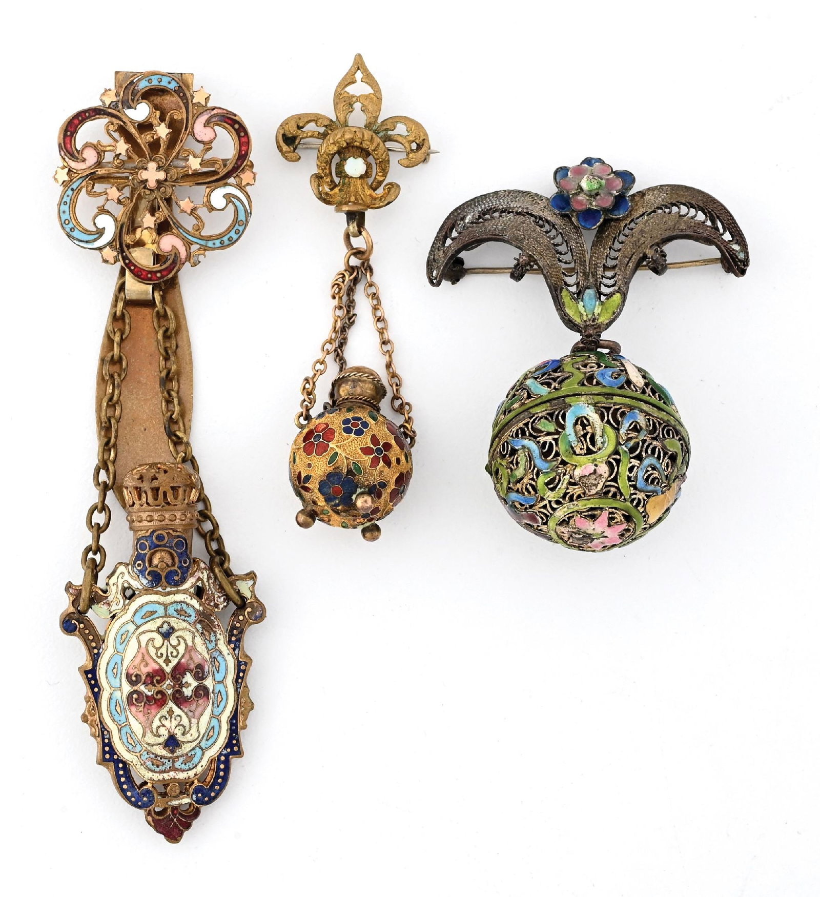 LOT OF 3: BROOCH PERFUME BOTTLES (1 of 2)