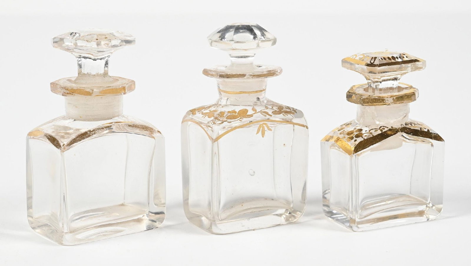 LOT OF 3: GOLD AND CLEAR GLASS BACCARAT PERFUMES (1 of 5)