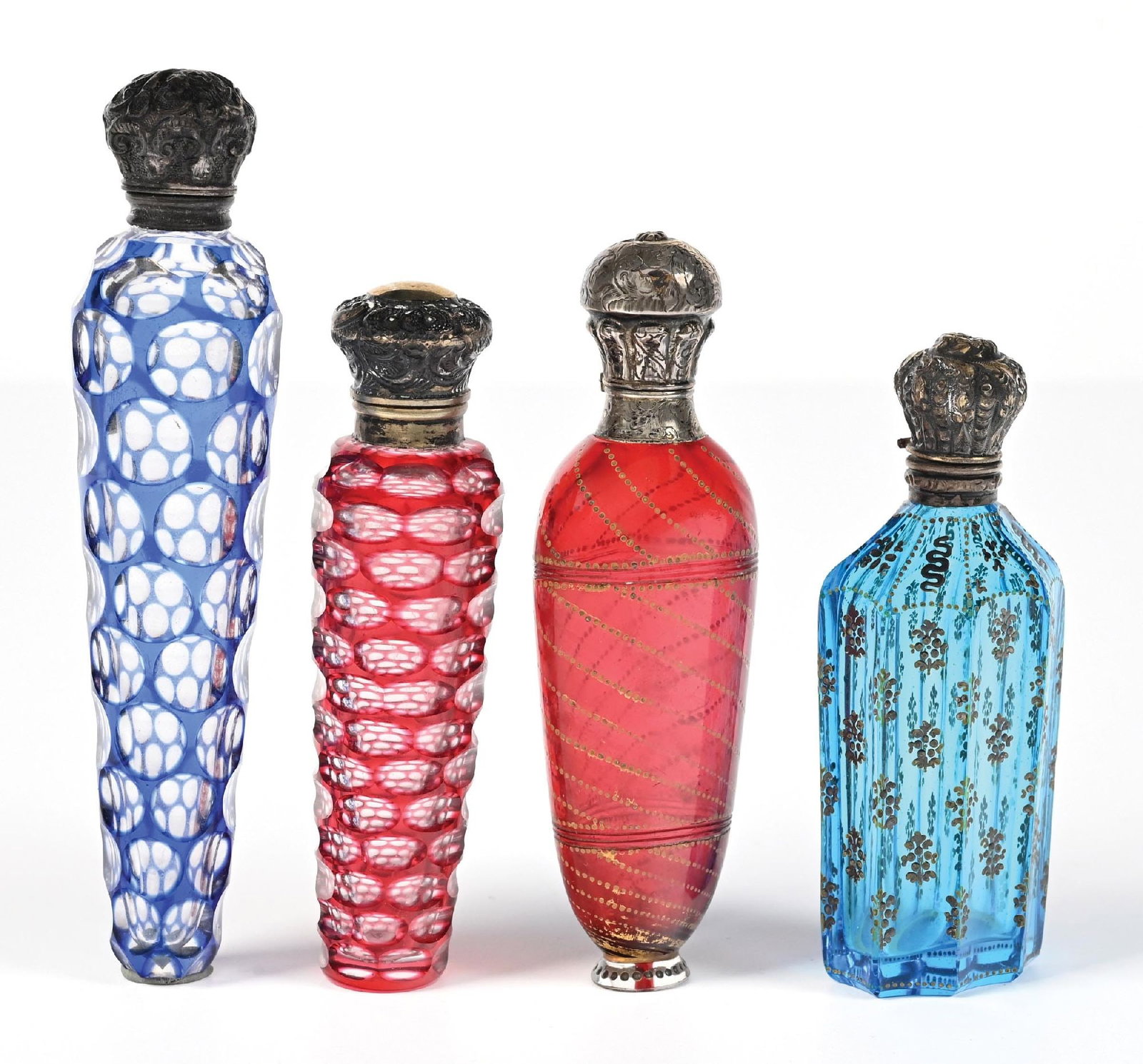 LOT OF 4: CUT GLASS PERFUME BOTTLES (1 of 5)
