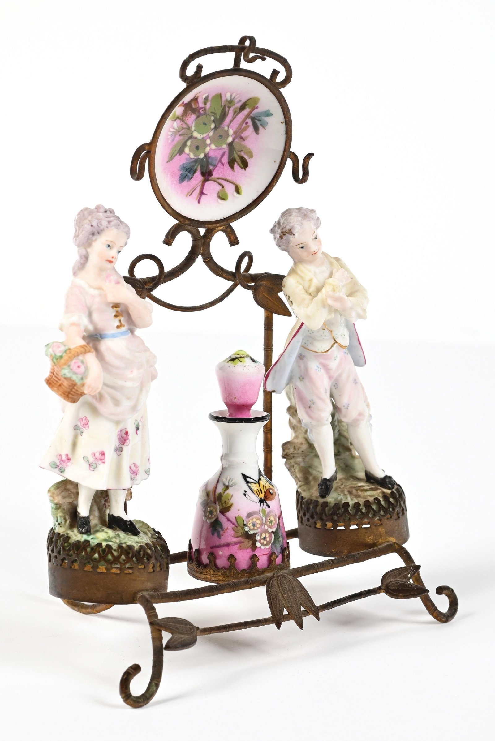 PORCELAIN FIGURAL DRESSING TABLE SET WITH FLORAL PATTERN - 2