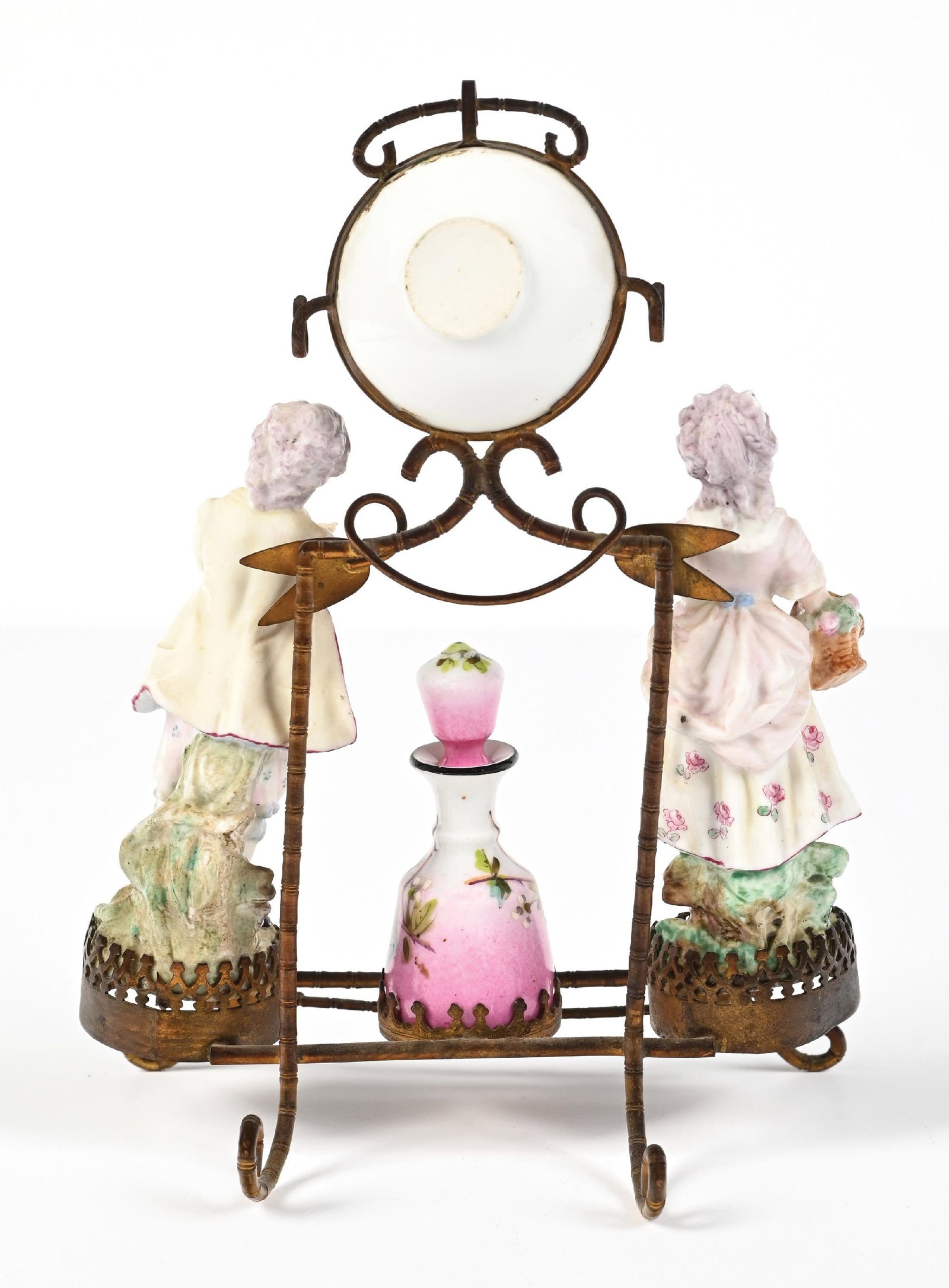 PORCELAIN FIGURAL DRESSING TABLE SET WITH FLORAL PATTERN - 4