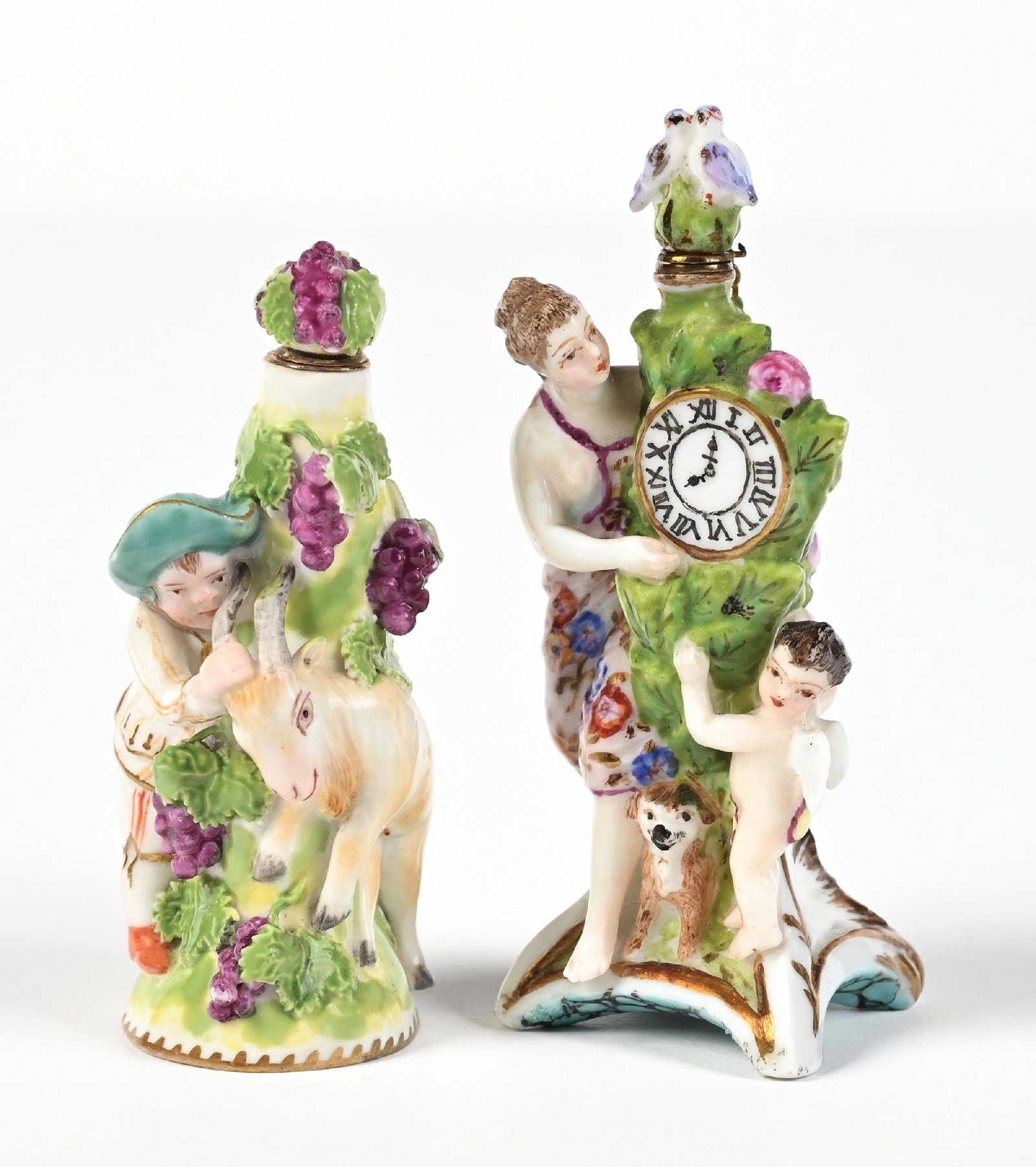 LOT OF 2: PORCELAIN FIGURAL ON TREE PERFUME BOTTLES (1 of 5)