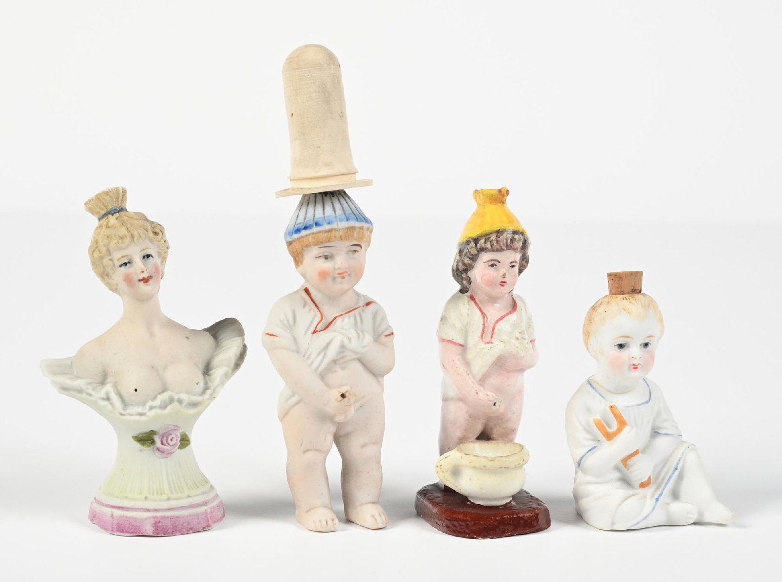 LOT OF 4: PORCELAIN FIGURAL PERFUME BOTTLES (1 of 5)