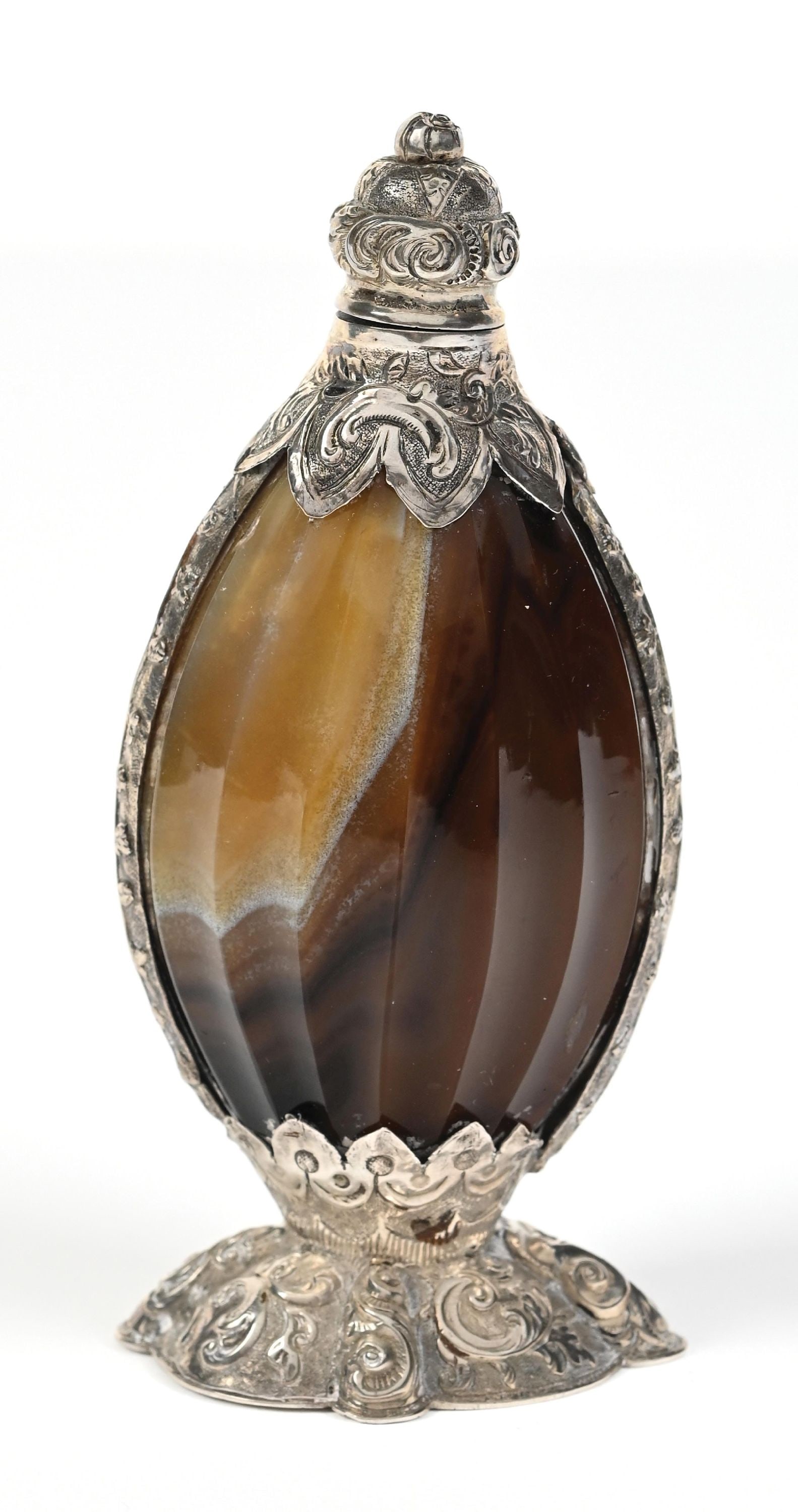 BANDED AGATE AND SILVER PERFUME BOTTLE (1 of 5)