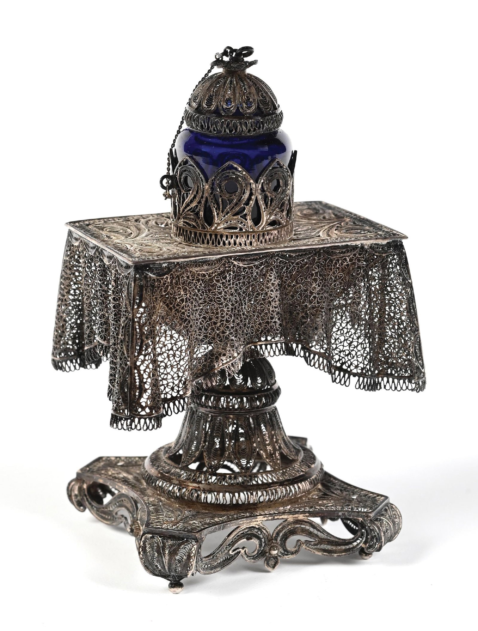 STERLING SILVER FILIGREE PERFUME BOTTLE (1 of 5)