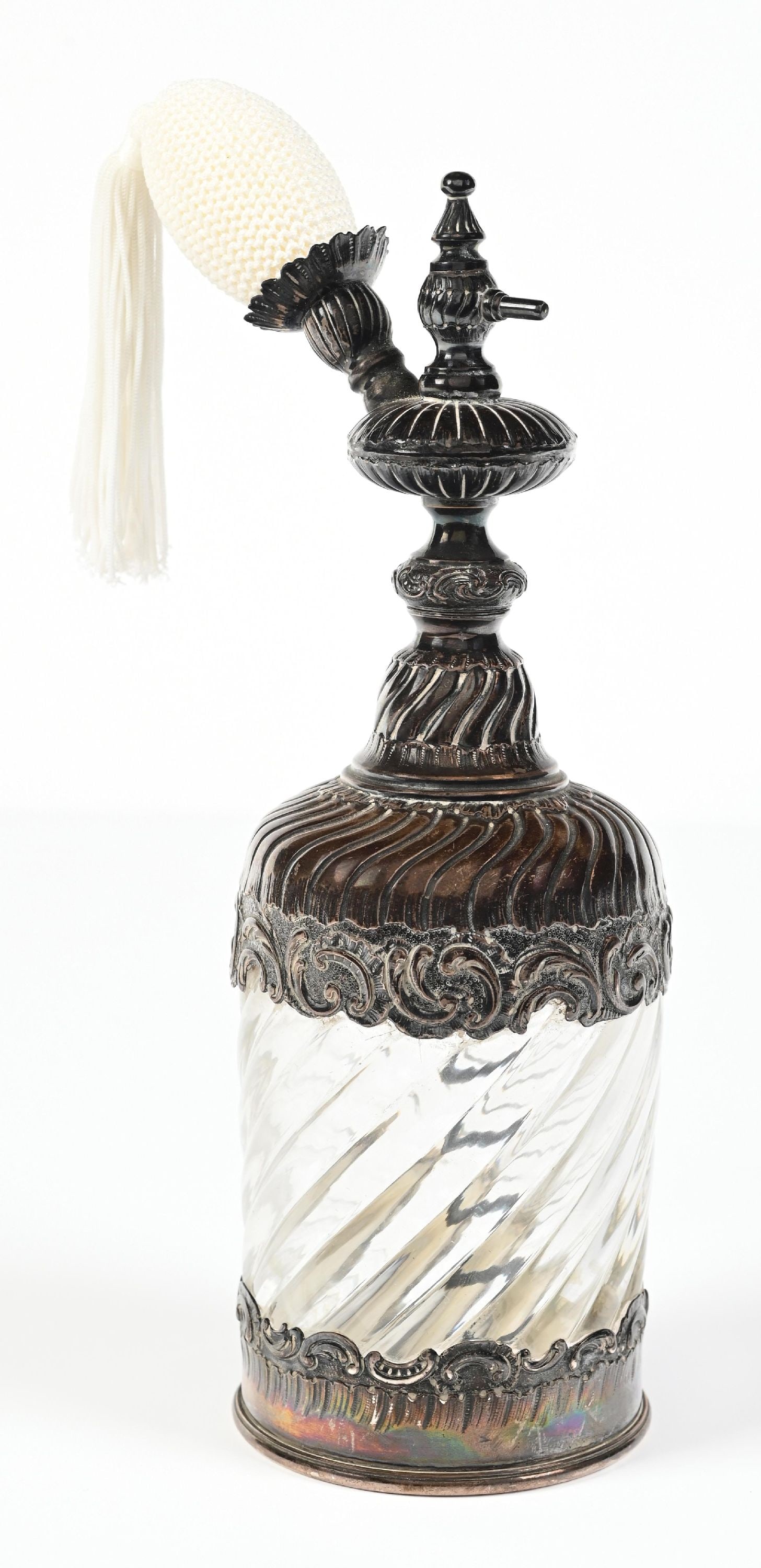 SILVER & CRYSTAL GLASS PERFUME WITH ATOMIZER (1 of 5)