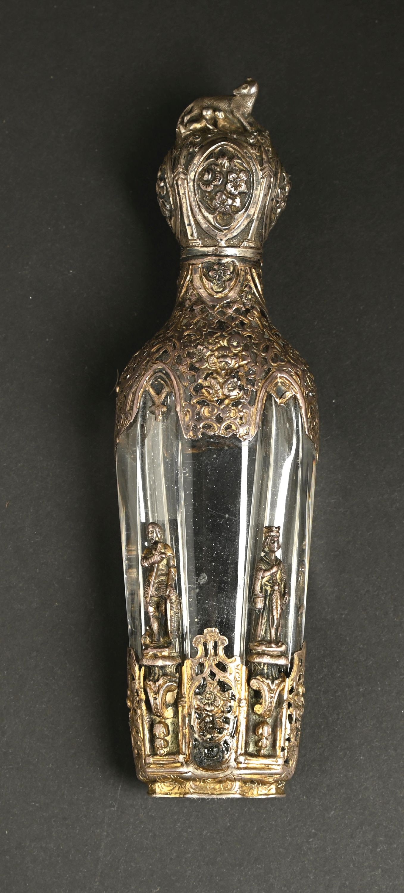 LOT OF 2: FRENCH CUT GLASS WITH STERLING SILVER OVERLAY PERFUME BOTTLES (1 of 4)