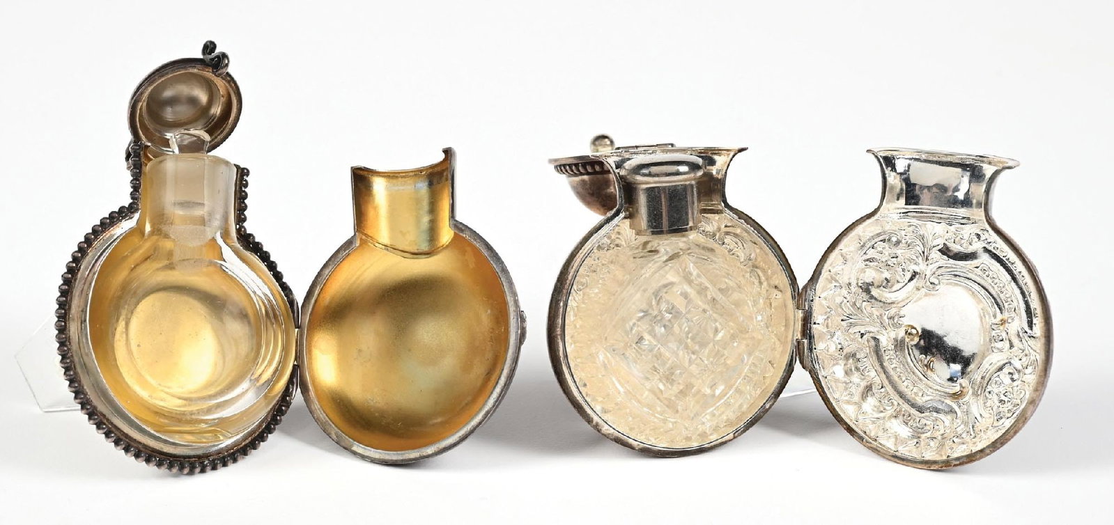 LOT OF 2: ENGLISH PERFUME BOTTLES WITH STERLING SILVER CASES (1 of 4)