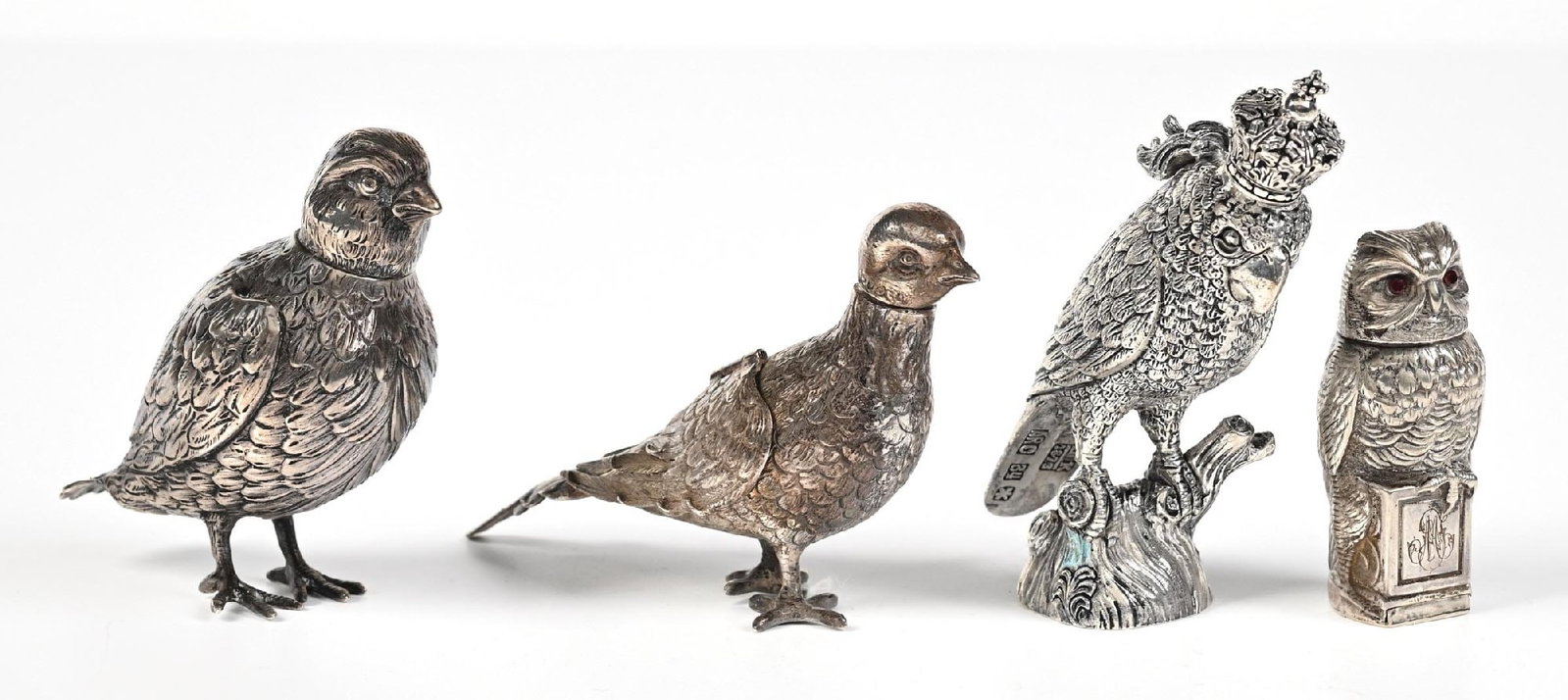 LOT OF 4: STERLING SILVER BIRD-SHAPED PERFUME BOTTLES (1 of 5)