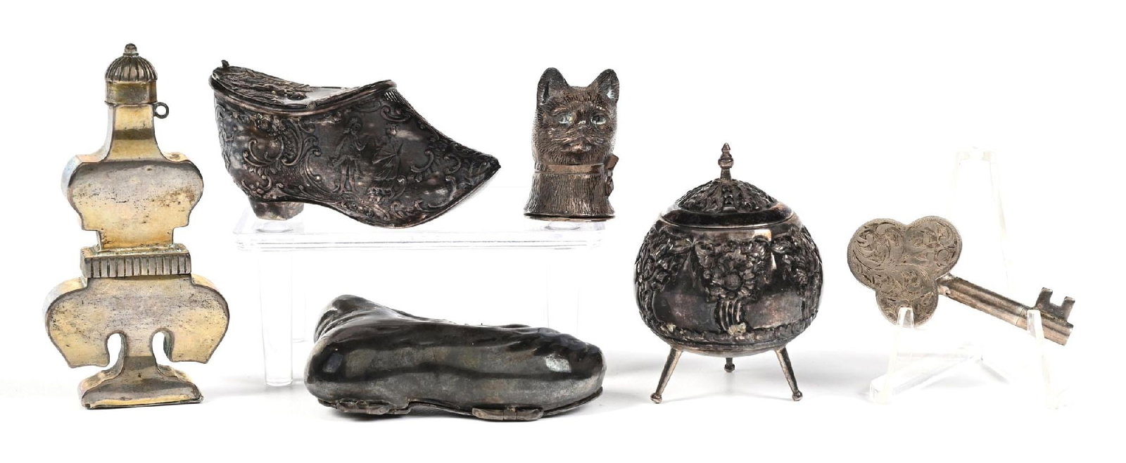 LOT OF 6: 5 SILVER PERFUMES AND A SALTS CONTAINER (1 of 4)