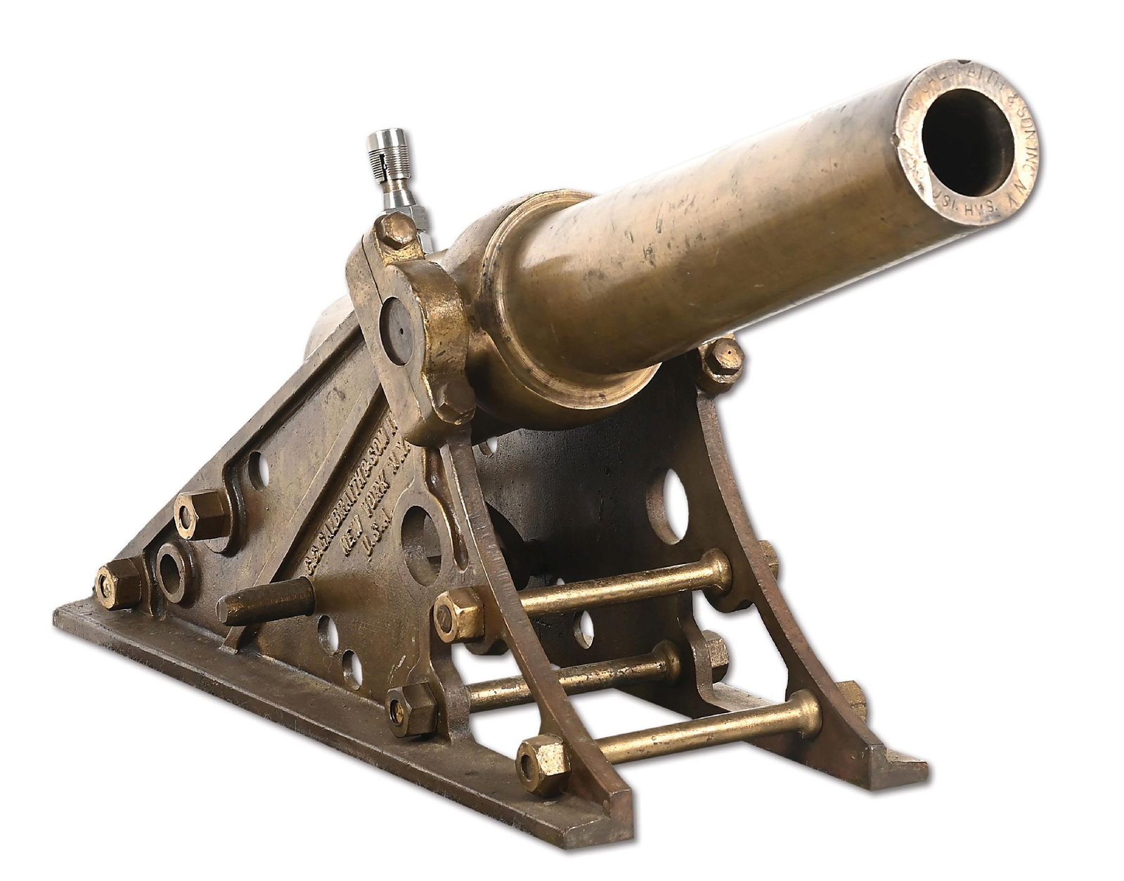 SCARCE BRONZE LYLE LIFE SAVING CANNON BY C.C. GALBRAITH & SON WITH PROJECTILES. (1 of 8)