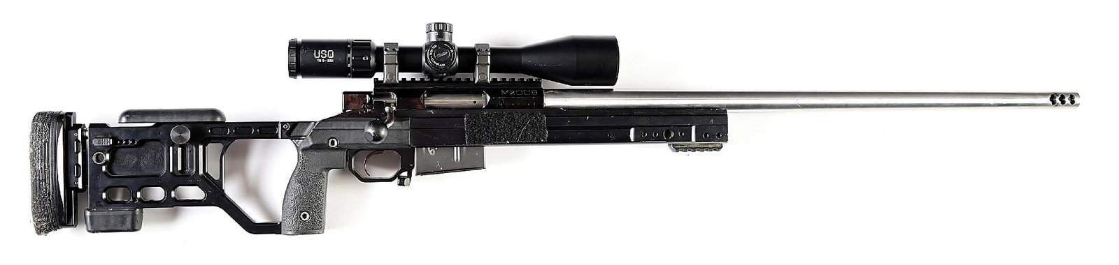(M) BADGER ORDNANCE M2008 6.5 CREEDMOOR BOLT ACTION RIFLE.: Barrel unmarked, but consignor states that this rifle is chambered in 6.5 Creedmoor, and the .308 sized bolt face and inability to chamber a .308 snap cap due to the size suggests that is correct; the
