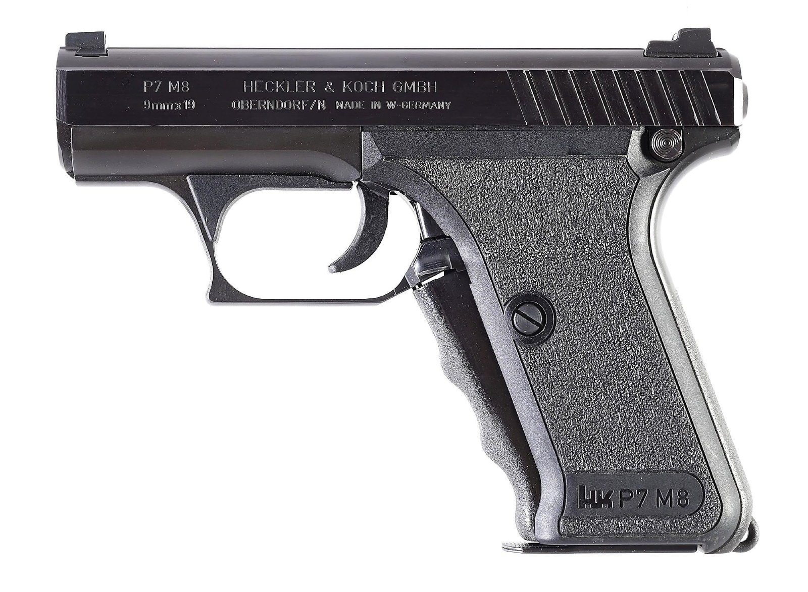 (M) HECKLER & KOCH HK P7 M8 9MM SEMI-AUTOMATIC PISTOL. (1 of 8)