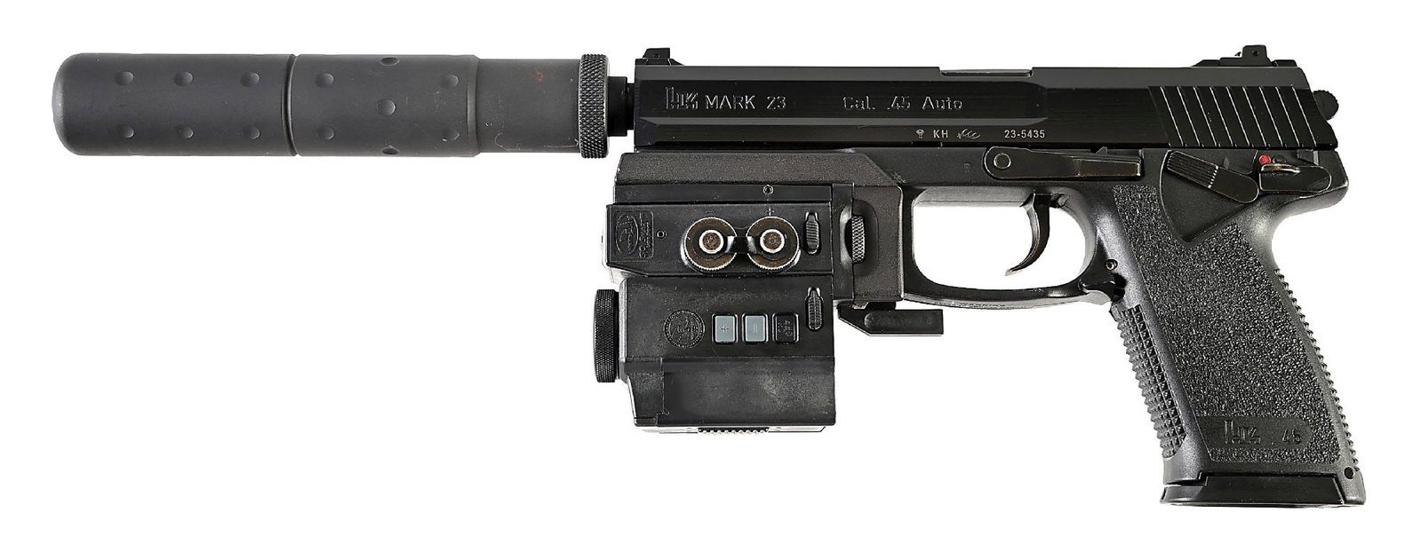 (M) HK MK 23 .45 ACP SEMI-AUTOMATIC PISTOL WITH CASE, FAUX SUPPRESSOR, AND ULTRA RARE NIGHTSTALKER (1 of 8)