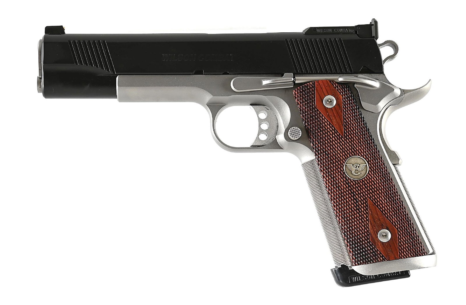 (M) WILSON COMBAT SUPERGRADE .45 ACP SEMI-AUTOMATIC PISTOL WITH SOFT CASE AND ACCESSORIES. (1 of 8)