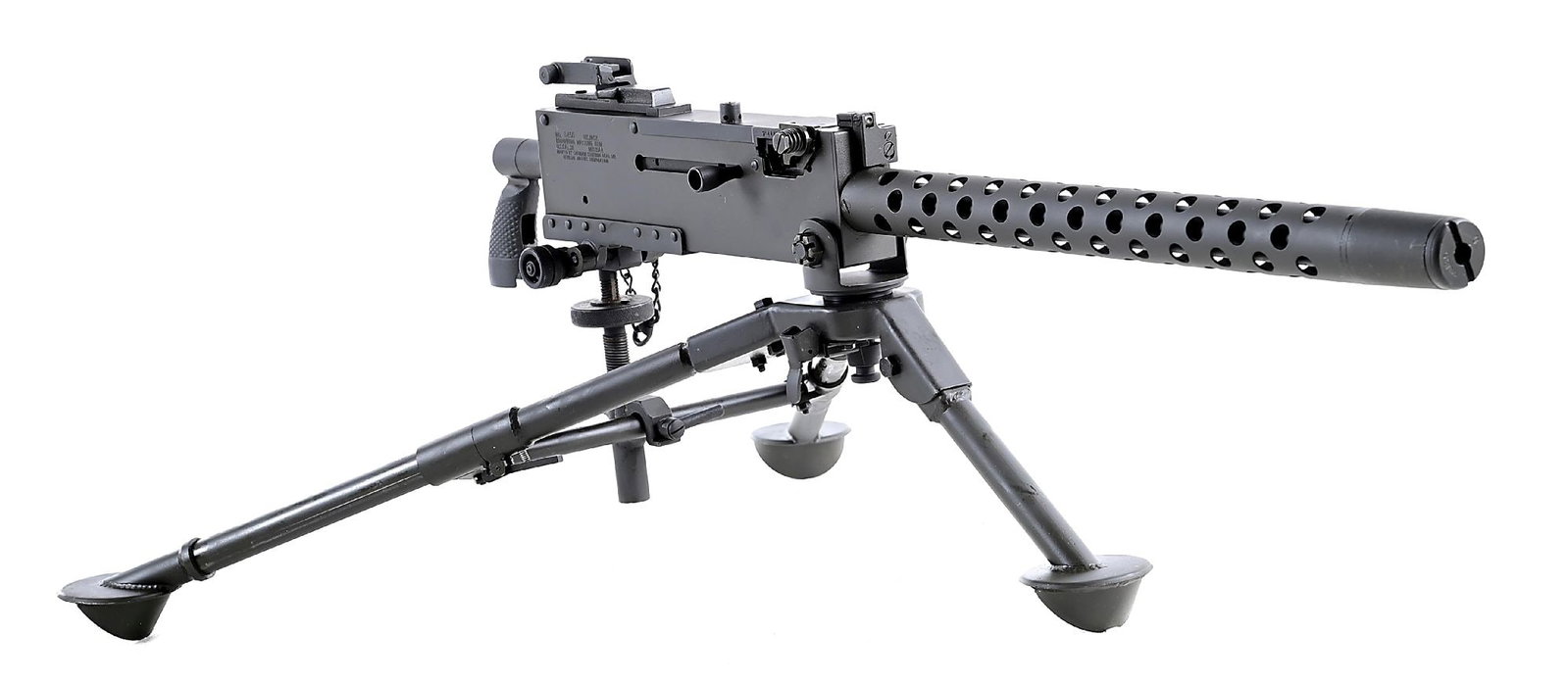 (M) KMP CLASSIC ARMS MODEL 1919 7.62 NATO SEMI-AUTOMATIC RIFLE WITH TRIPOD.: This semi-automatic version of the venerable Browning M1919A4 was built from an Israeli parts kit by KMP Classic Arms of Mansfield, Ohio as is discreetly marked on the inside of the semi-auto side pla