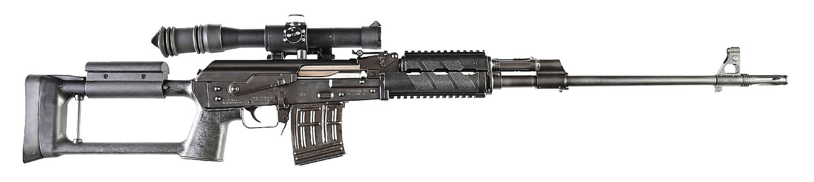 (M) ZASTAVA ARMS MODEL PAPM91SR DRAGUNOV SEMI-AUTOMATIC SNIPER RIFLE.: The Soviet SVD Dragunov based M91 designated marksmen rifle replaced the Yugoslavian M76 in Serbian service in the 1990s. This civilian Zastava PAPM91SR was made in Serbia by Zastava. The matte finish