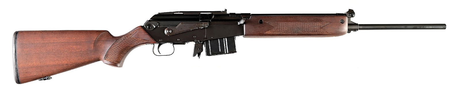(M) VALMET M83 HUNTER .308 WINCHESTER SEMI-AUTOMATIC RIFLE WITH BOX.: Manufactured in Finland 1985 as is confirmed by the included factory certificate and "b" receiver code. These sporting rifles/designated marksmen rifles are based on the M78 Valmet, Kalashnikov style 