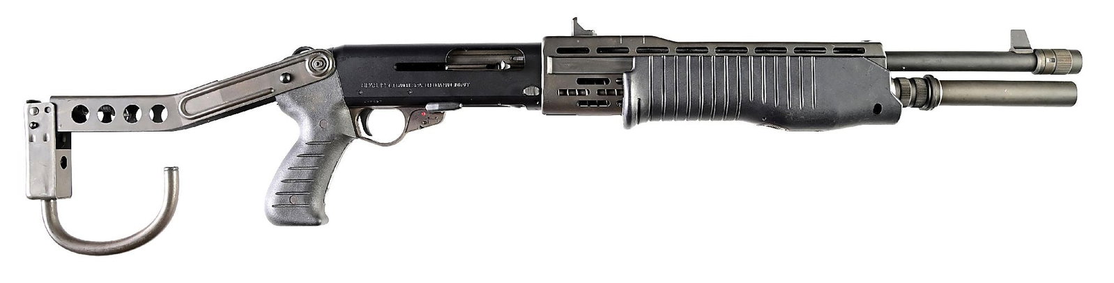 (M) DESIRABLE FRANCHI SPAS-12 DUAL ACTION SHOTGUN.: Manufactured in Italy in 1983 and imported by FIE. Initially developed as the "Special Purpose Automatic Shotgun" for military and police use, the guns can both run as a semi-auto or a manually operat