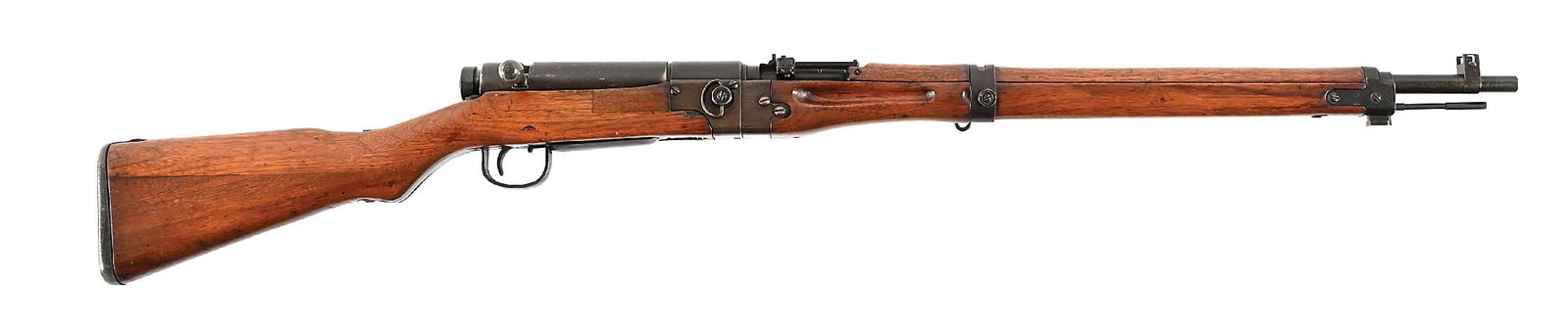 (C) NAGOYA TYPE 100 7.7X58MM ARISAKA PARATROOP BOLT ACTION RIFLE.: Produced solely at Nagoya arsenal for Paratroops starting in 1943 the Type 2 Paratrooper rifle, in 7.7 Arisaka with its screw takedown tapered wedge, were produced in extremely low quantities with a b