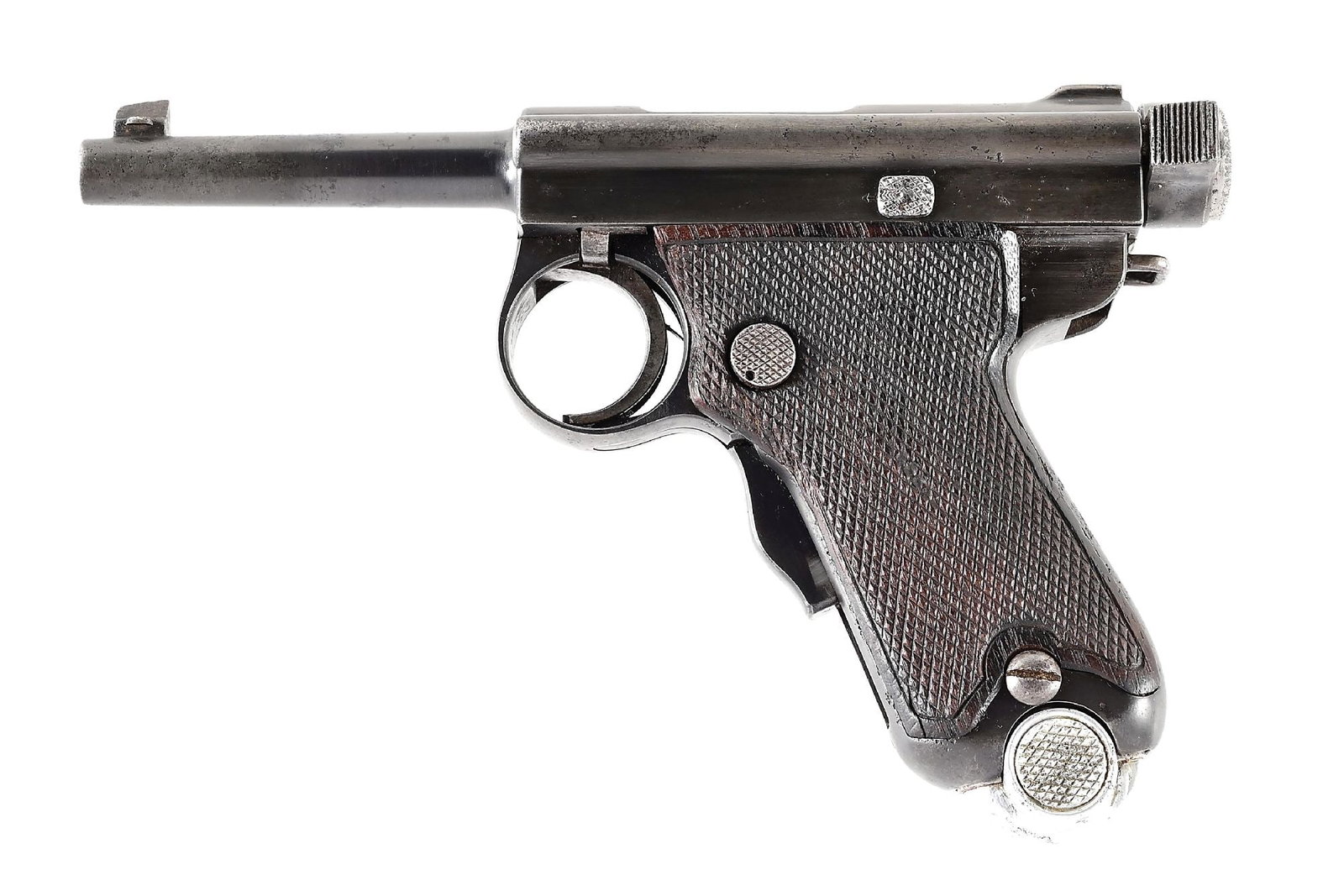 (C) SCARCE JAPANESE BABY NAMBU 7MM SEMI-AUTOMATIC PISTOL WITH HOLSTER: An authentic and highly desirable Japanese Baby Nambu semi-automatic pistol, serial number 3276, placing it within the mid-production range circa the Taisho period (approximately mid-to-late 1910s) wh