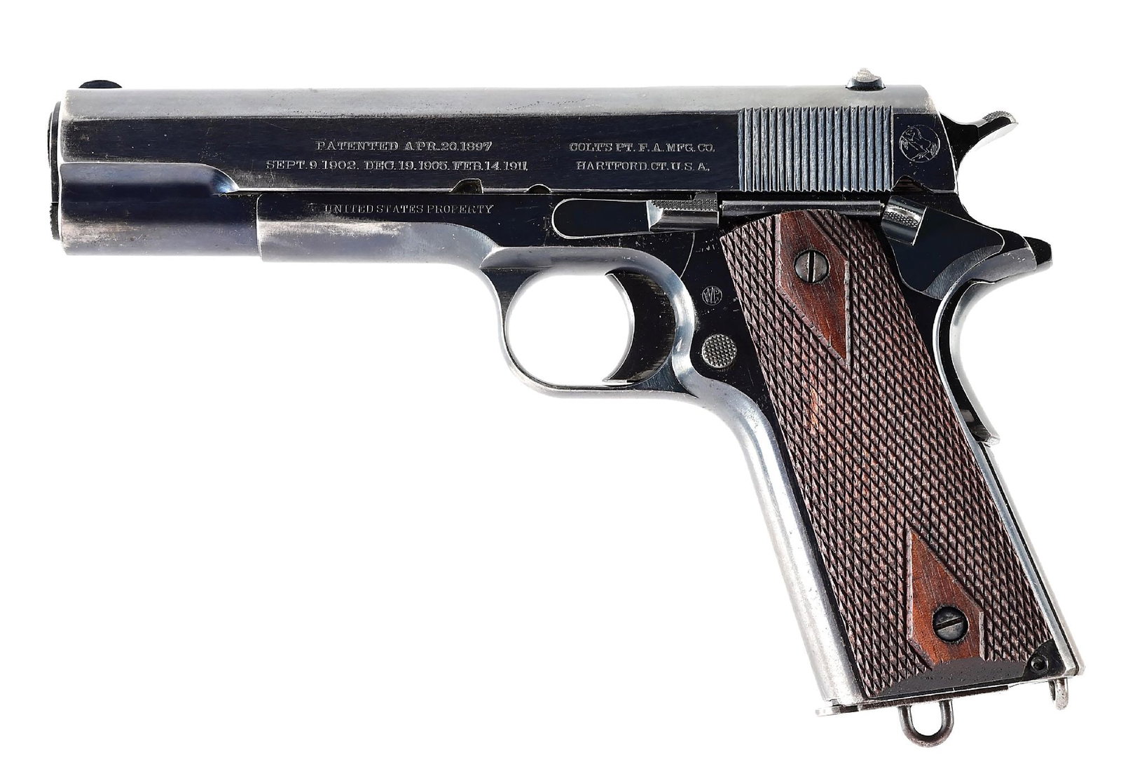 (C) COLT 1911 NAVY .45 ACP SEMI-AUTOMATIC PISTOL WITH HOLSTER, RIG. (1 of 14)