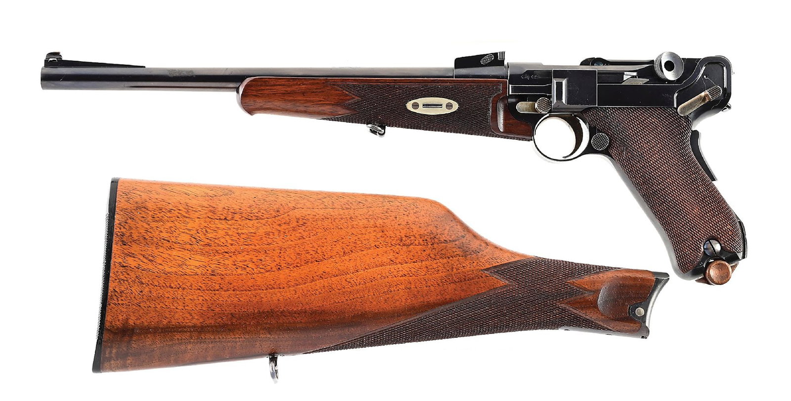 (C) DWM 1902 LUGER SEMI-AUTOMATIC PISTOL CARBINE IN .30 LUGER, WITH STOCK (1 of 10)