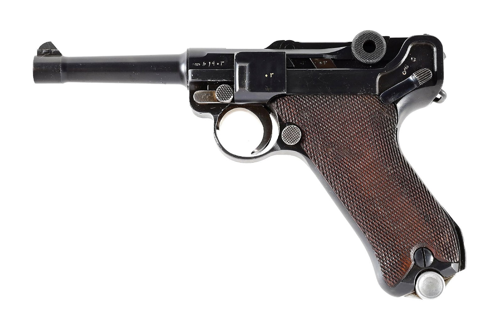 (C) PERSIAN CONTRACT DWM P.08 9MM LUGER SEMI-AUTOMATIC PISTOL WITH HOLSTER. (1 of 13)