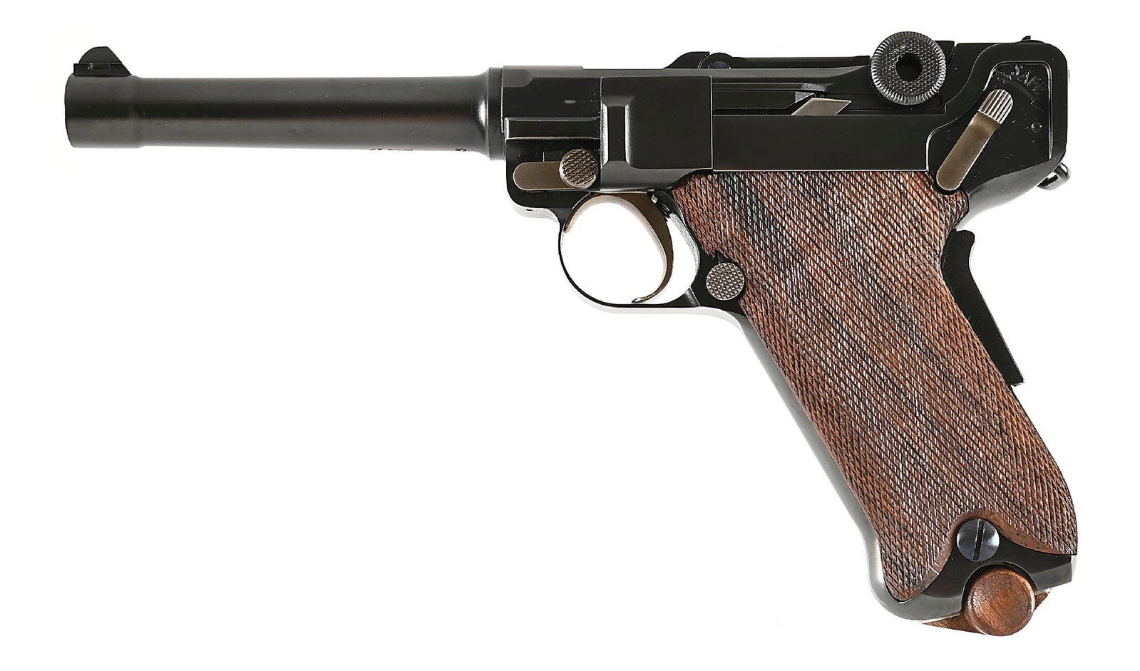 (M) LUGER MAN MODEL LUGER 1907 SEMI-AUTOMATIC PISTOL.: Introduced in 2018 and 100% produced in Levittown, Pennsylvania, using the original 1907 blueprints from DWM for the .45 ACP Luger pistol. Machined from a solid bar of steel on CNC machinery. Hand fit