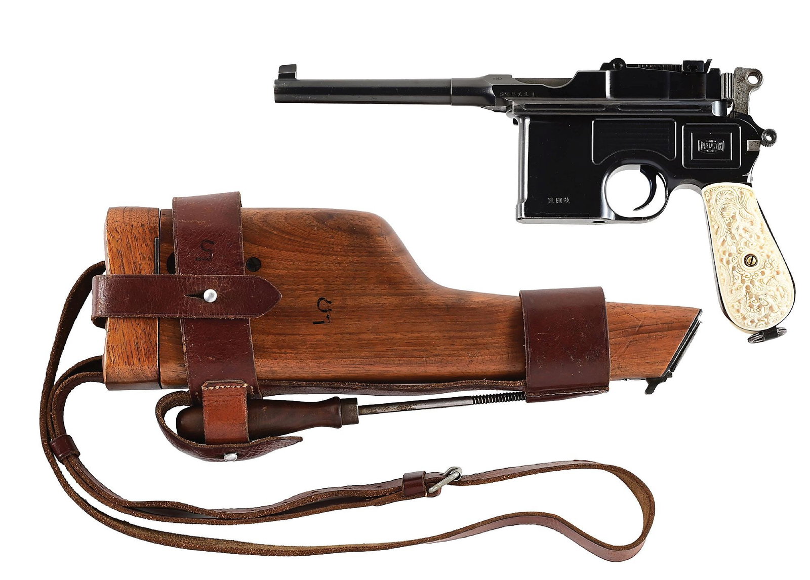(C) CHINESE CONTRACT MAUSER C96 .30 MAUSER SEMI-AUTOMATIC PISTOL WITH HOLSTER/RIG. (1 of 14)