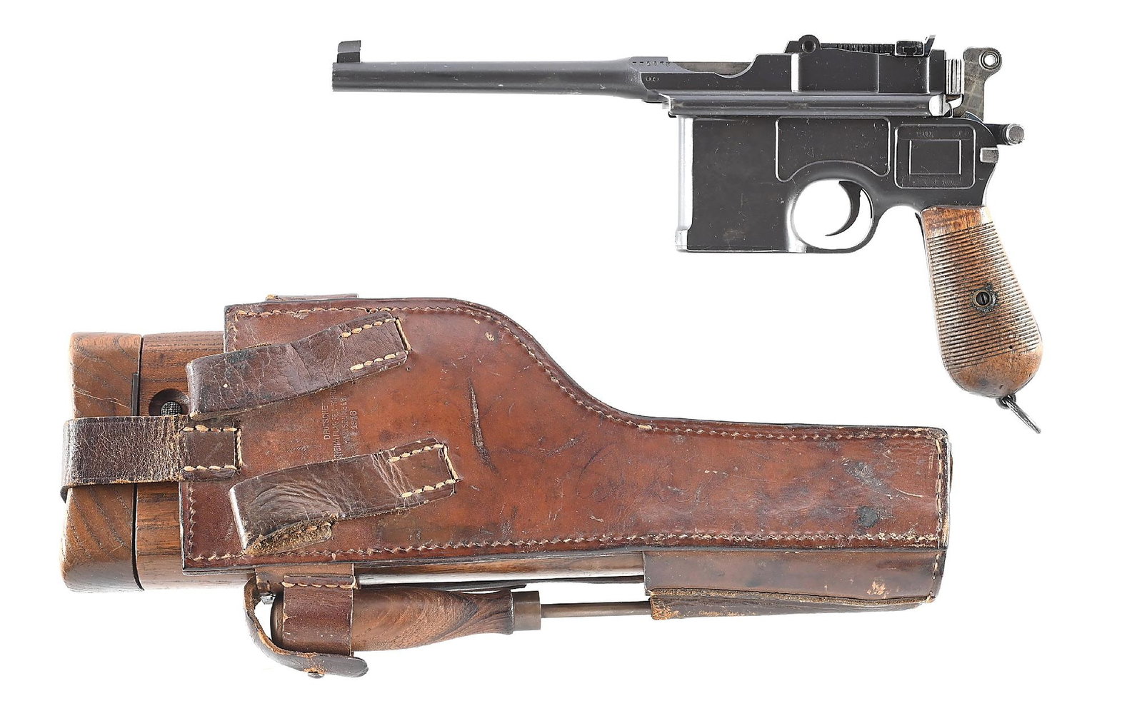 (C) MAUSER BROOMHANDLE C96 .30 MAUSER SEMI-AUTOMATIC PISTOL WITH STOCK/HOLSTER. (1 of 11)