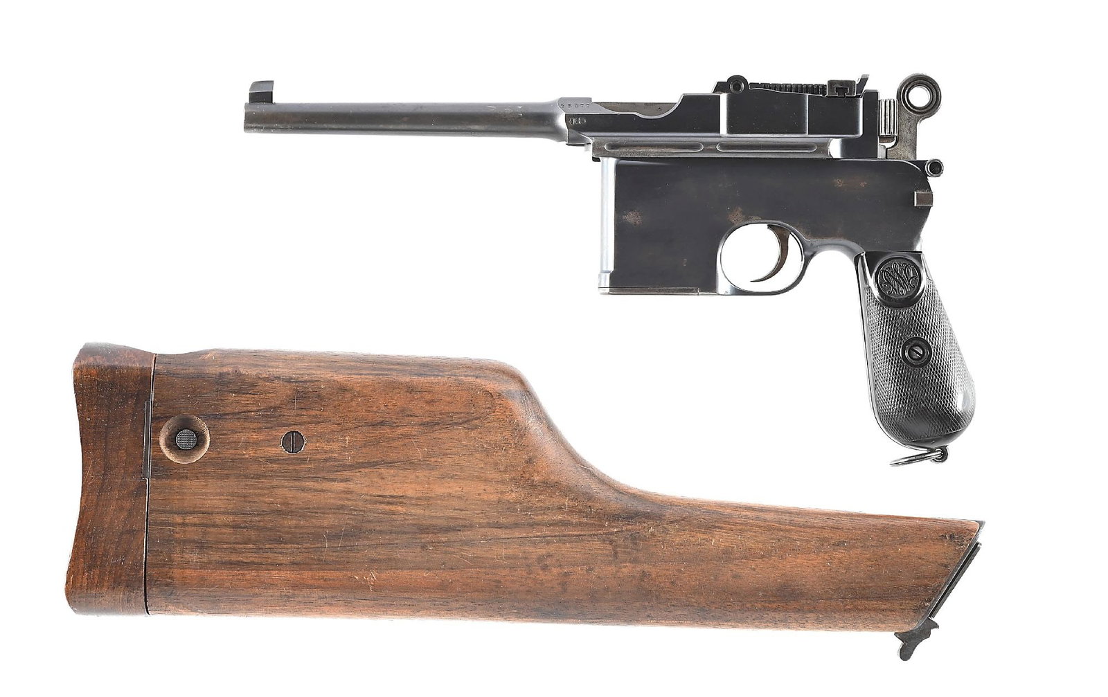 (C) MAUSER C96 LARGE RING FLATSIDE .30 MAUSER SEMI-AUTOMATIC PISTOL WITH STOCK/HOLSTER. (1 of 8)